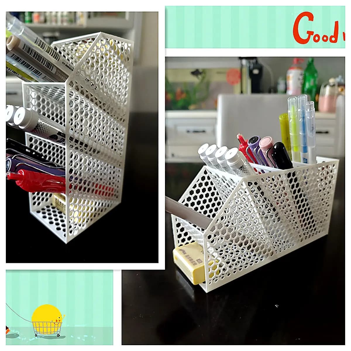 Creative Pen Holder Desk Organizer Office Student Storage Box Multi Function Pen Caddy Large Capacity Lazy Pen Case Space Saving Accessories