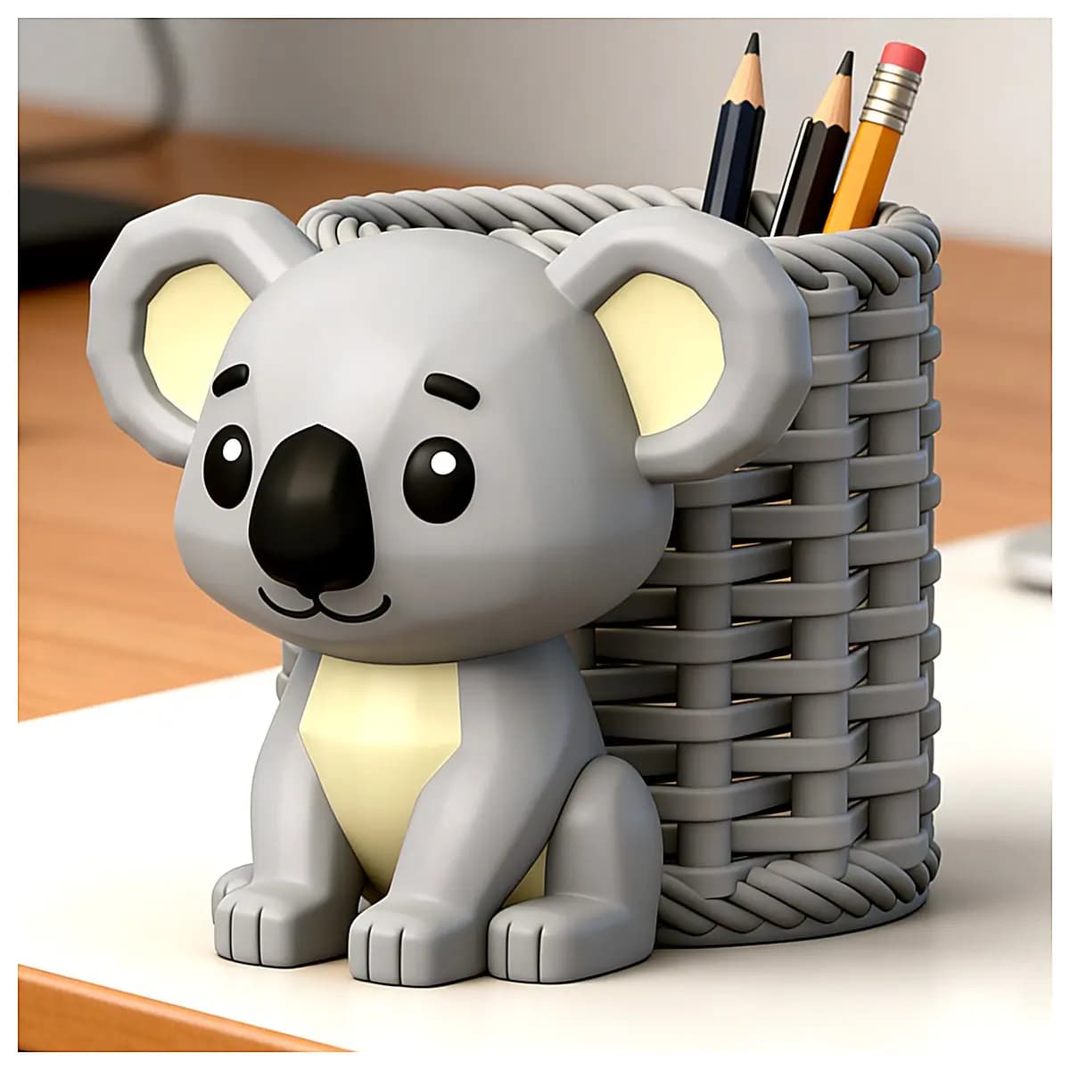 Back Basket Koala Pencil Case Student Organizer Desk Cute Decoration Kids Learning Supplies Office Desk Accessories Koala Shaped