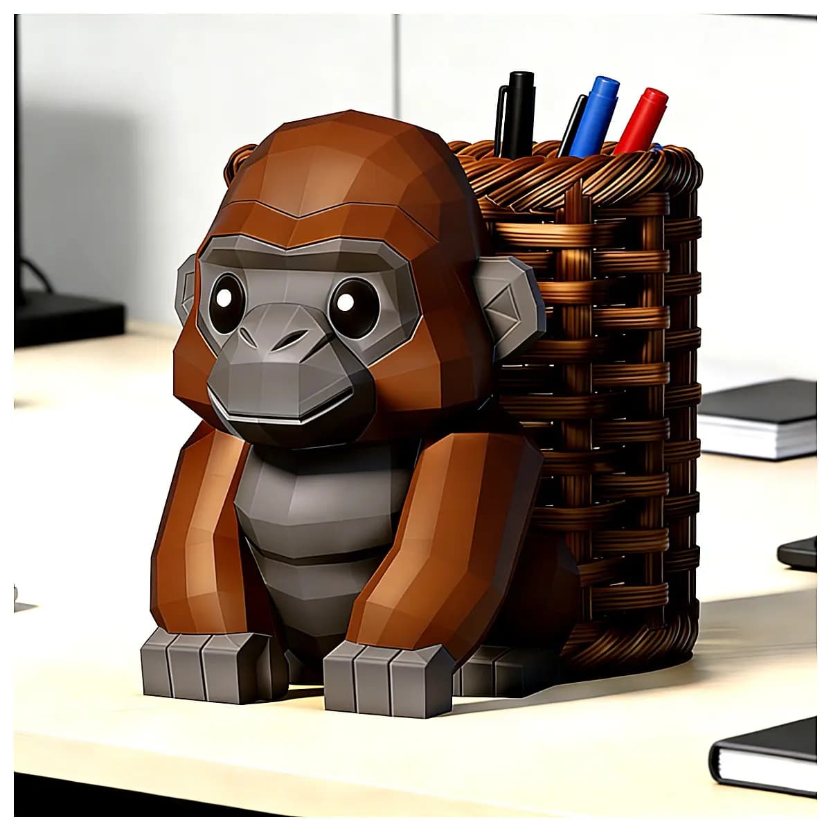 Back Basket Gorilla Pencil Holder Creative Desktop Organizer Phone Stand Lazy Person Gadget Office Learning Supplies Multi functional Storage