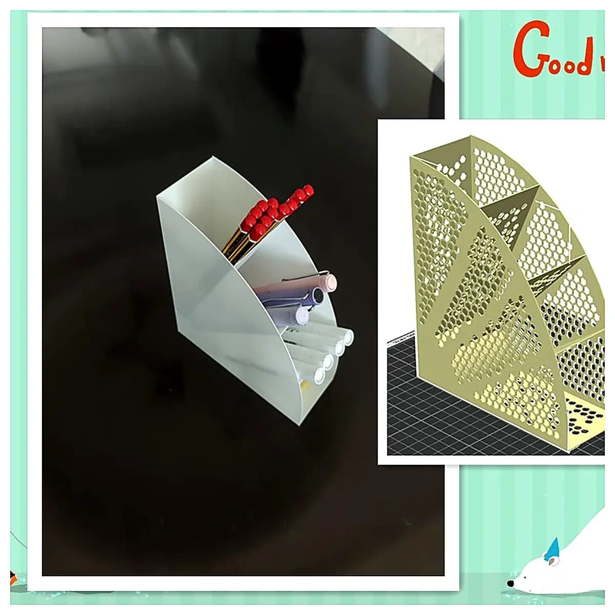Convex Angle Pen Holder Organizer Desk Storage Wall Mounted Space Saving Creative Holder Pencil Case