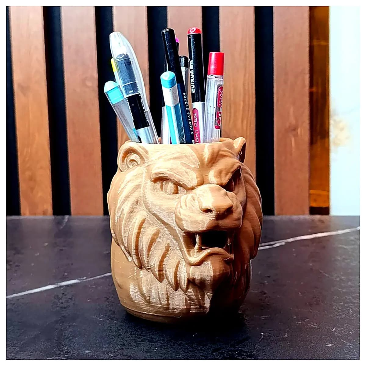 Lion Roar Pen Holder Creative Writing Organizer Desk Storage Box Stationery Holder Office Supplies Desk Decor Pen Accessories Learning Tools