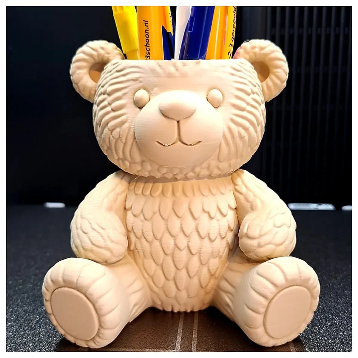 Teddy Bear Pencil Holder Cute Desk Organizer Toy Storage Box Animal Figurine Office School Supplies Bulk Item Organizer