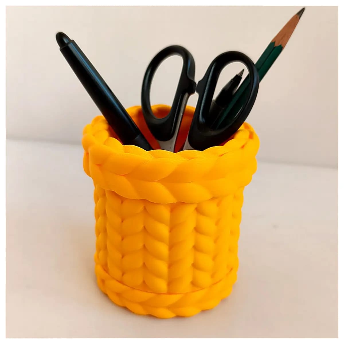 Knitted Pen Holder Woven Pen Case Creative Handicraft Desk Organizer Office Supplies Lazy Storage Home Decor 2door