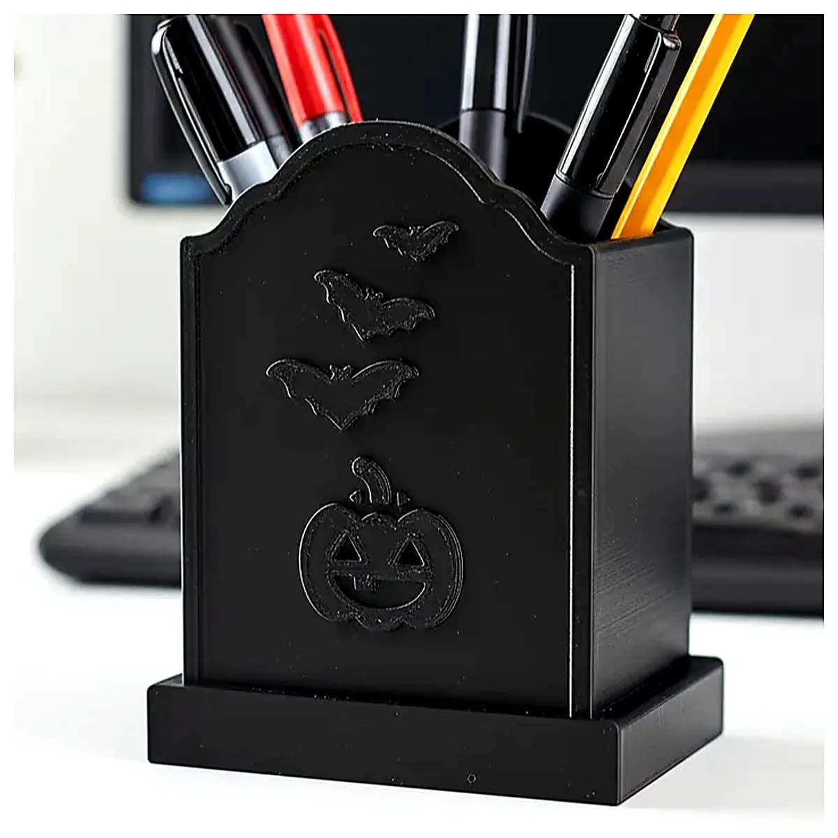 Tombstone Pencil Holder Decoration Halloween Creative Figurine Desktop Ornament Ghost House Props Scene Decoration Cemetery Accessories