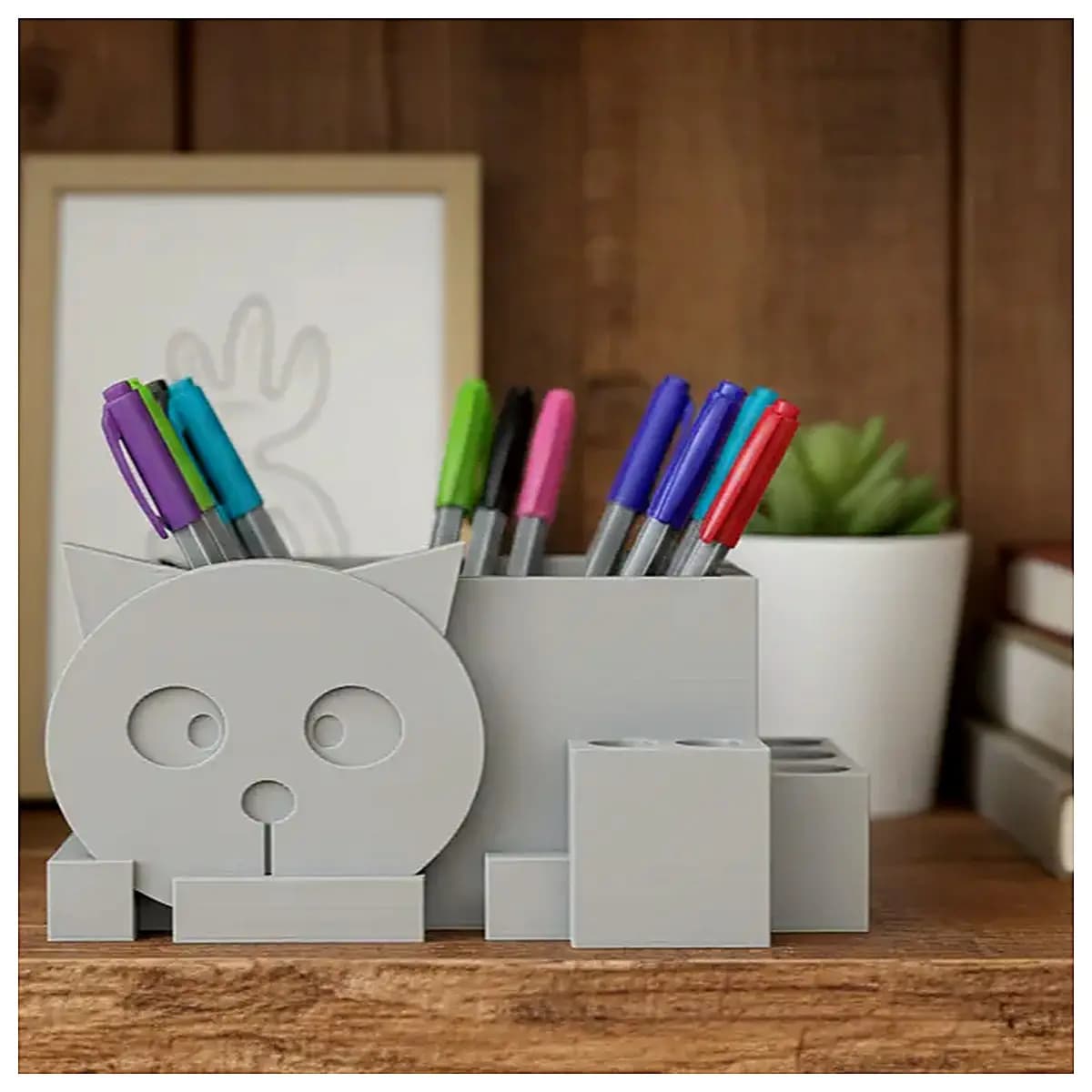 Cat Nap Pencil Holder Decoration Creative Cute Desktop Organizer Book Stand Office Supplies Home Decor Lazy Cat Figurine
