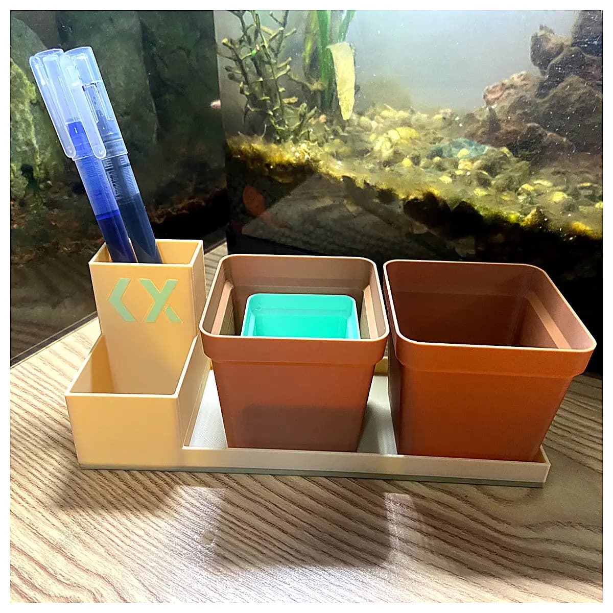 Office Plant Pen Holder Organizer Desk Decoration Creative Holder Multi Function Storage Desktop Accessory Green Plant Stand Desk Organizer