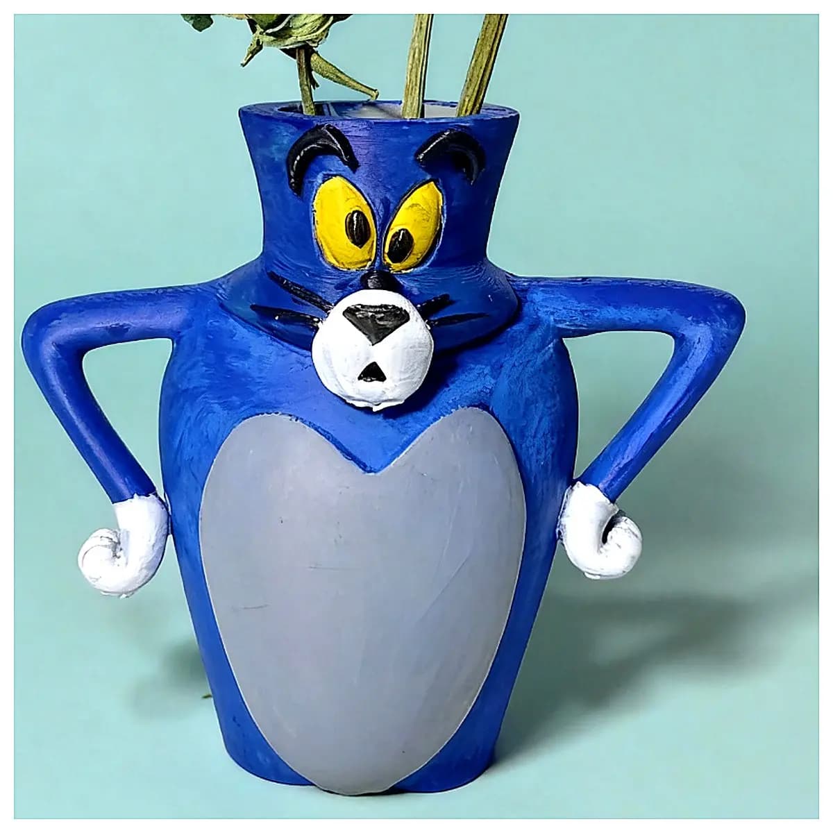 Tom Cat Pencil Holder Creative Storage Box Desk Decoration Flower Vase Organizer Small Items Student School Bag Accessories Office Supplies Pen Case