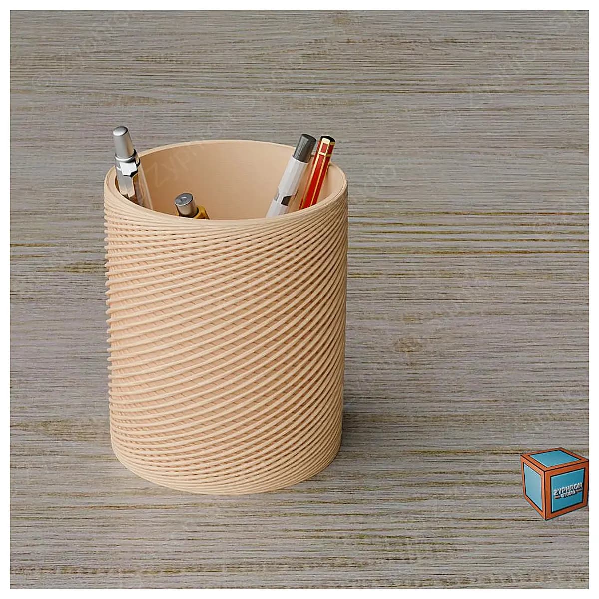 Cylindrical Pen Holder Rotating Desk Organizer Pen Case Office Supplies Pen Rest Creative Multi Function TwistLine