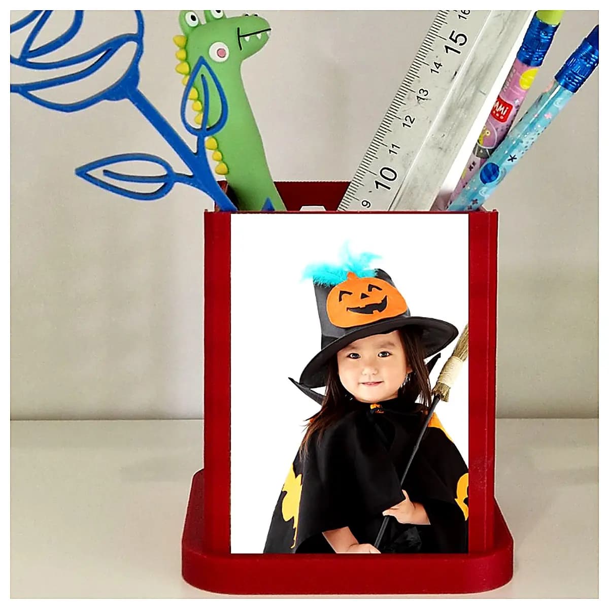 Photo Frame Pen Holder Desktop Organizer Decorative Storage Box Creative Desk Office Supplies Photo Frame Accessory