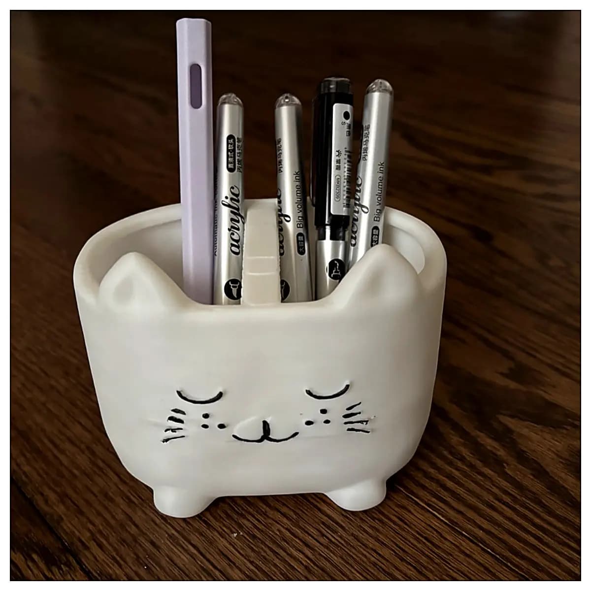 Cat Desk Organizer Cute Animal Pencil Holder Storage Box for Desk Supplies Cat Accessory Decorative Gift Student Stationery