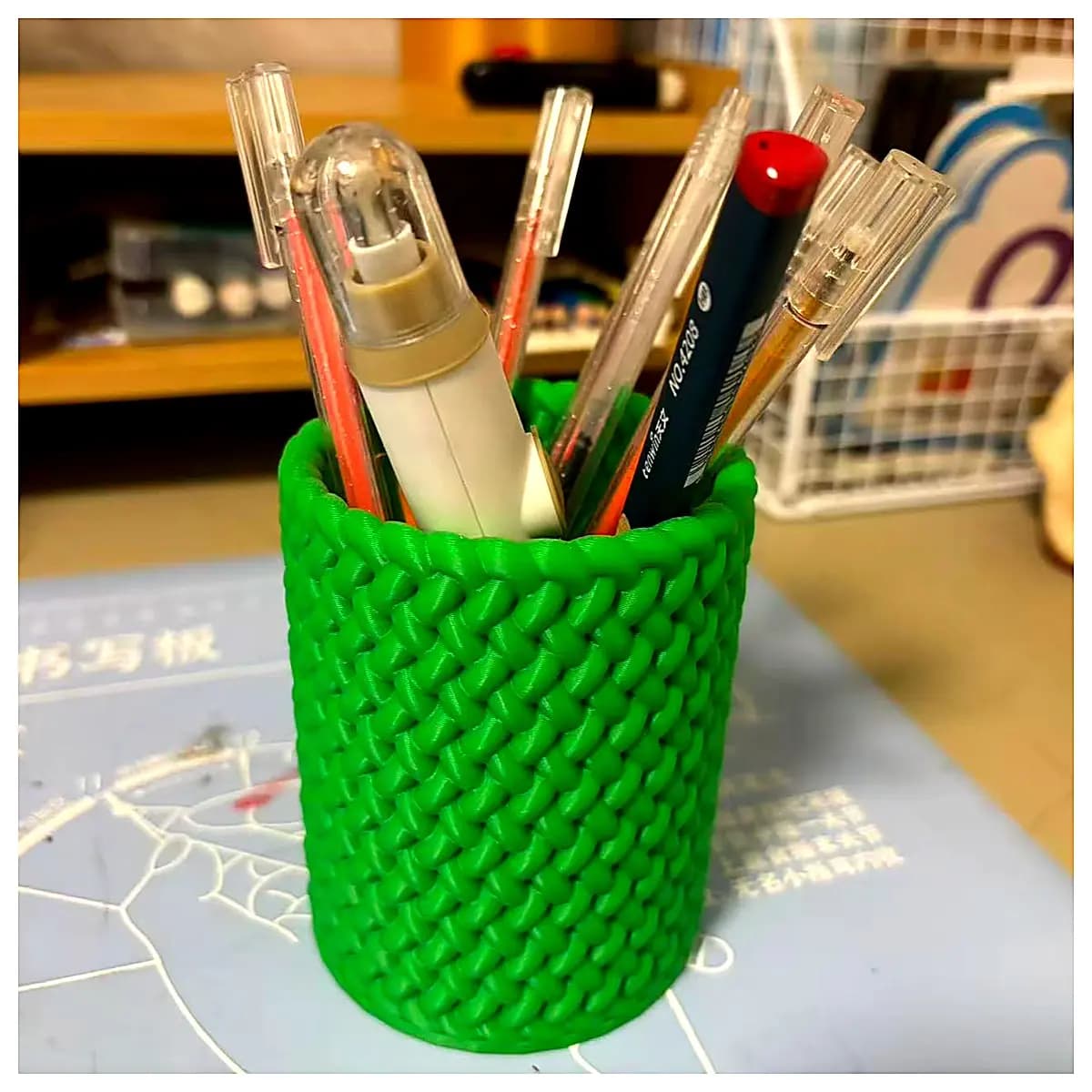 Woven Pen Holder Wicker Pen Organizer Creative Handicraft Desk Storage Office School Supplies Pen Case Lazy Person Essential