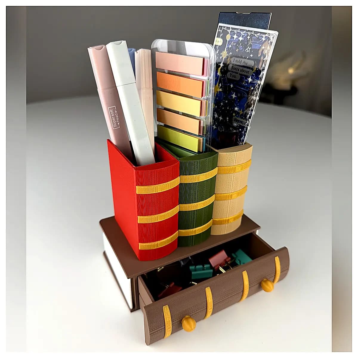 Drawer Bookshelf with Drawer Desktop Organizer Office Study Storage Box Drawer Shelf Creative Storage Container