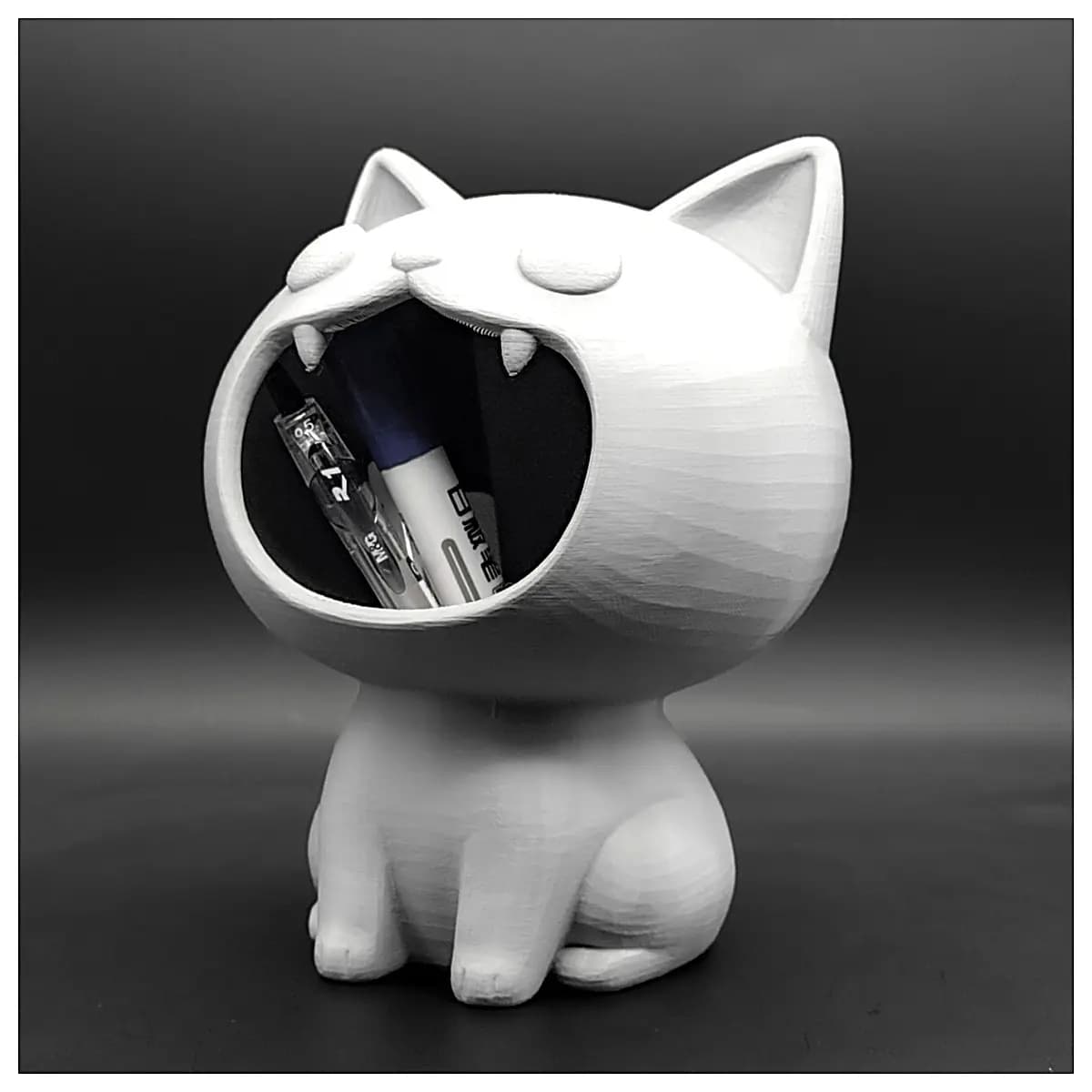 Cat Pen Holder Cute Desk Organizer Animal Decoration Phone Stand Office Study Supplies Kitten Accessory