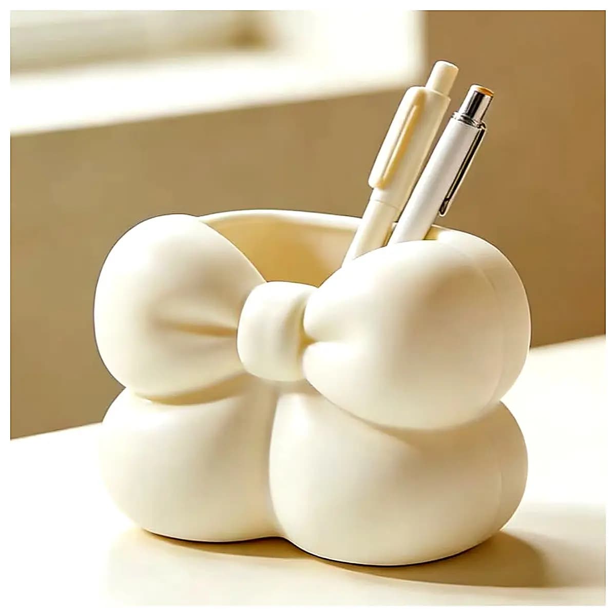 Bow Tie Pencil Holder Creative Desktop Decoration Girls Gift Pencil Stand Office Supplies Learning Accessories Girly Decor