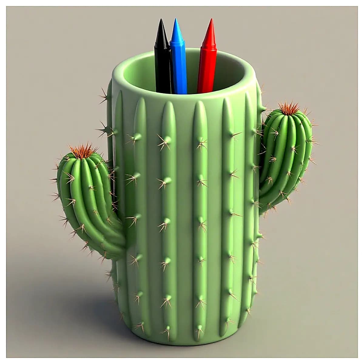 Cactus Organizer Pen Holder Multi Function Storage Cactus Shaped Desk Decoration Creative Pen Box Student Stationery Accessories Cactus Design Storage