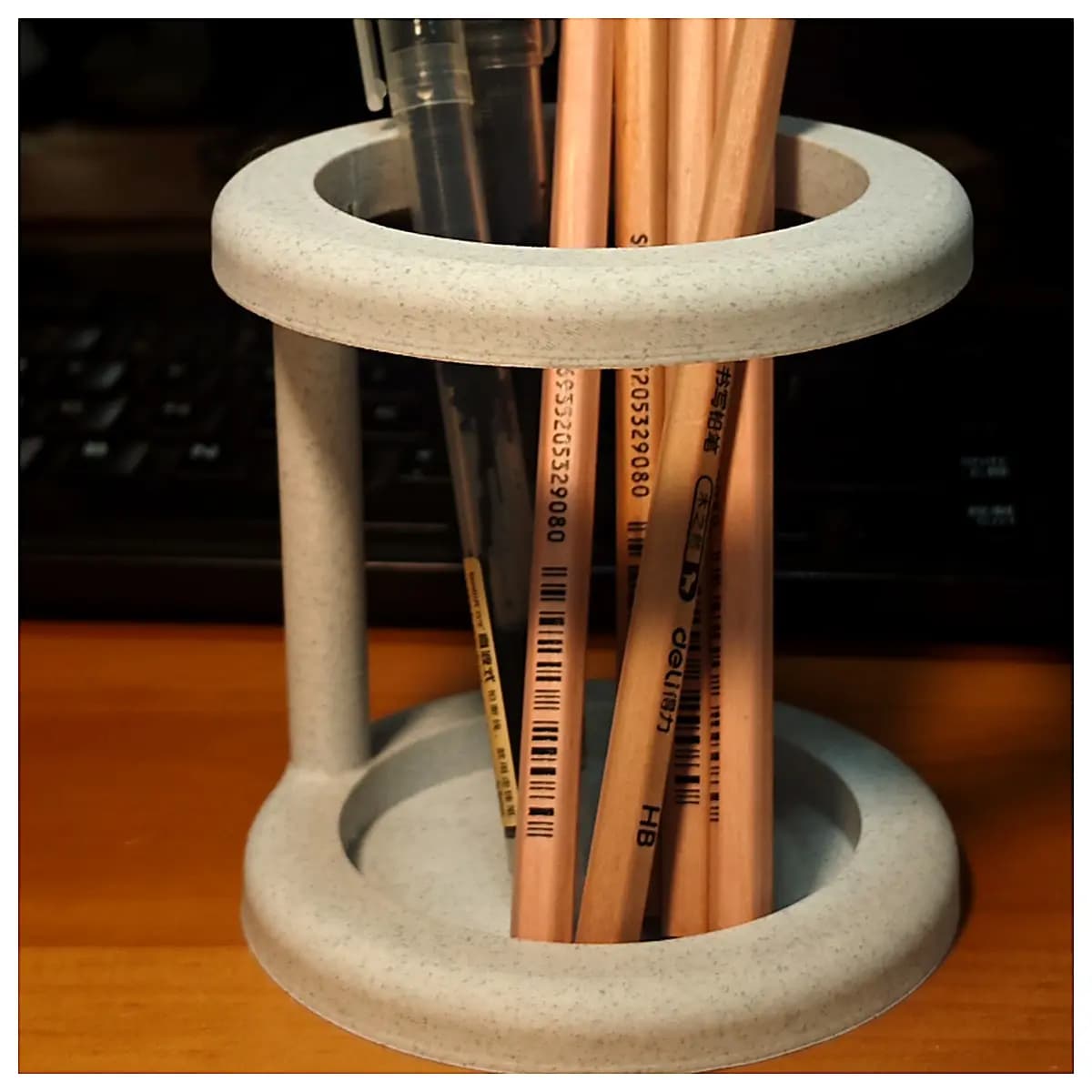 Simple 2 Tier Ring Pen Holder Desk Organizer Office Study Room Pen Case Creative Storage Minimalist Design