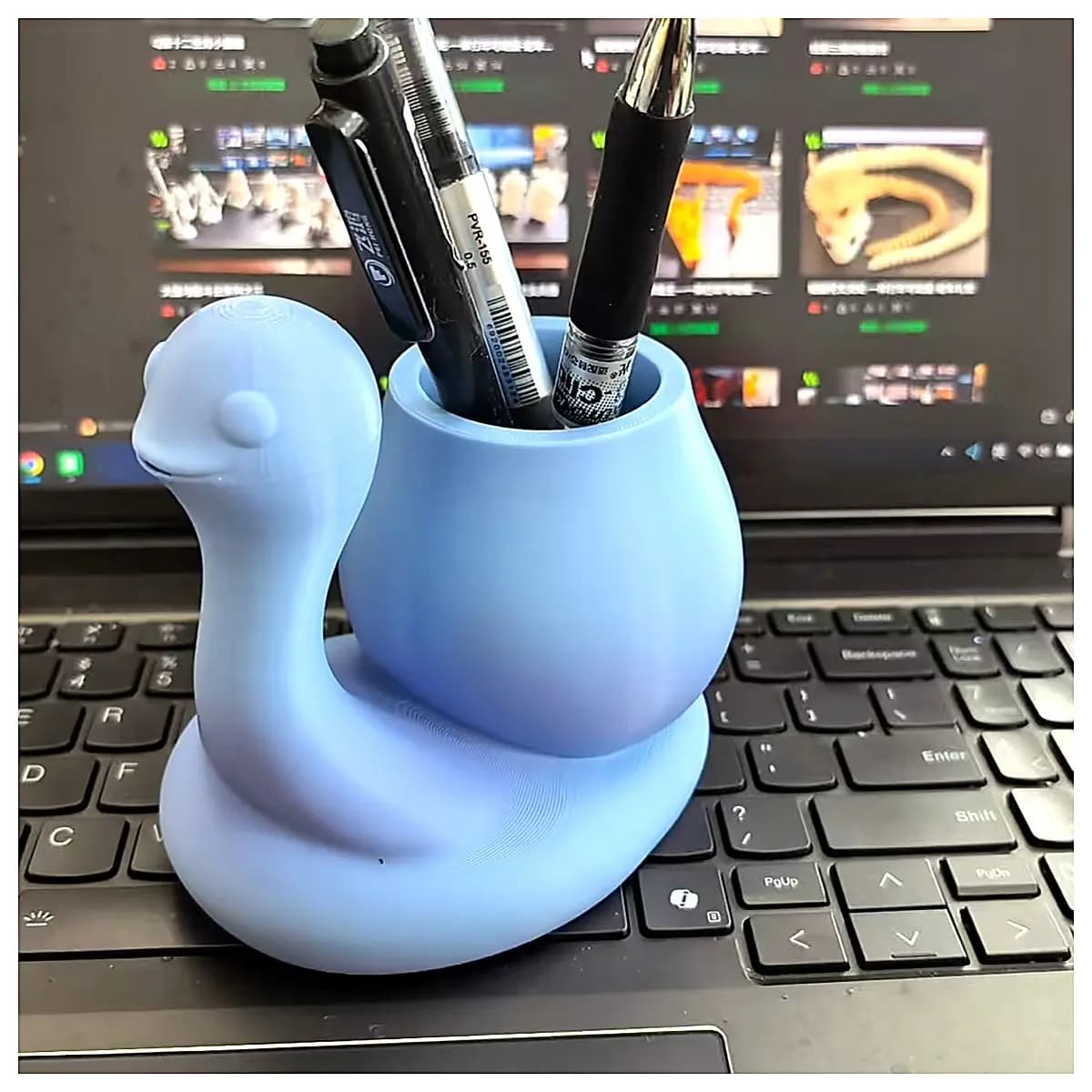 Cartoon Snake Pencil Holder Cute Creative Stationery Organizer Multi Function Desk Decoration Animal Pen Case Student Gift Creative Ornament