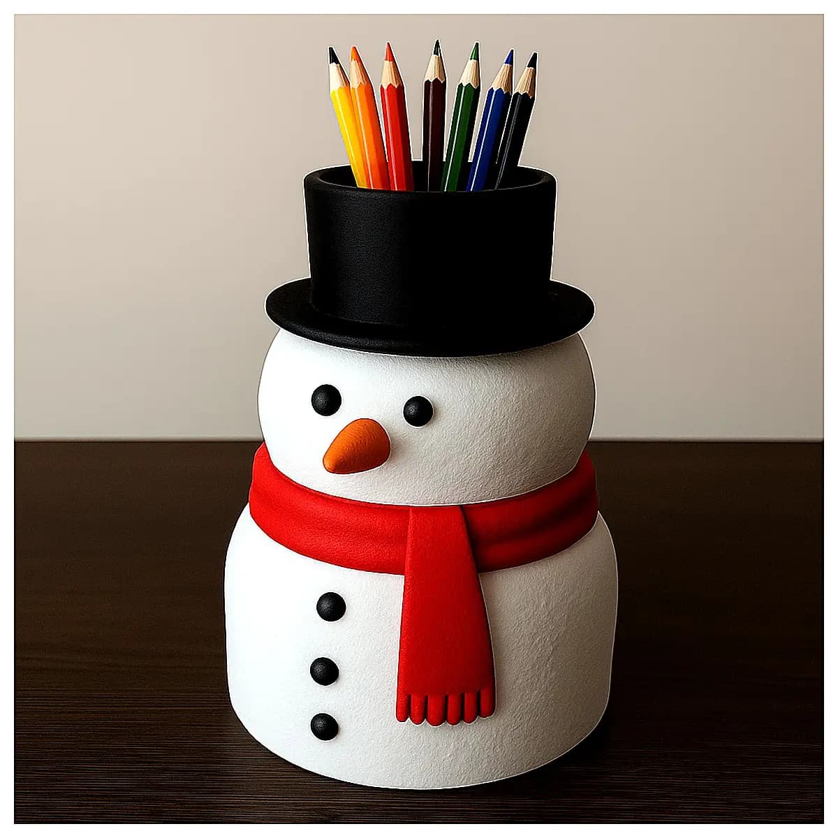 Christmas Snowman Pencil Holder Festive Decoration Christmas Gift Desk Ornament Holiday Theme Creative Home Decor