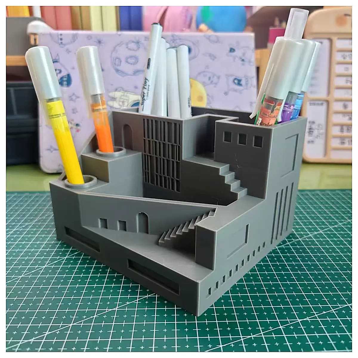 Architectural Style Pencil Holder Minimalist Writing Accessory Creative Office Desk Decoration Pen Stand Office Gift Learning Supplies
