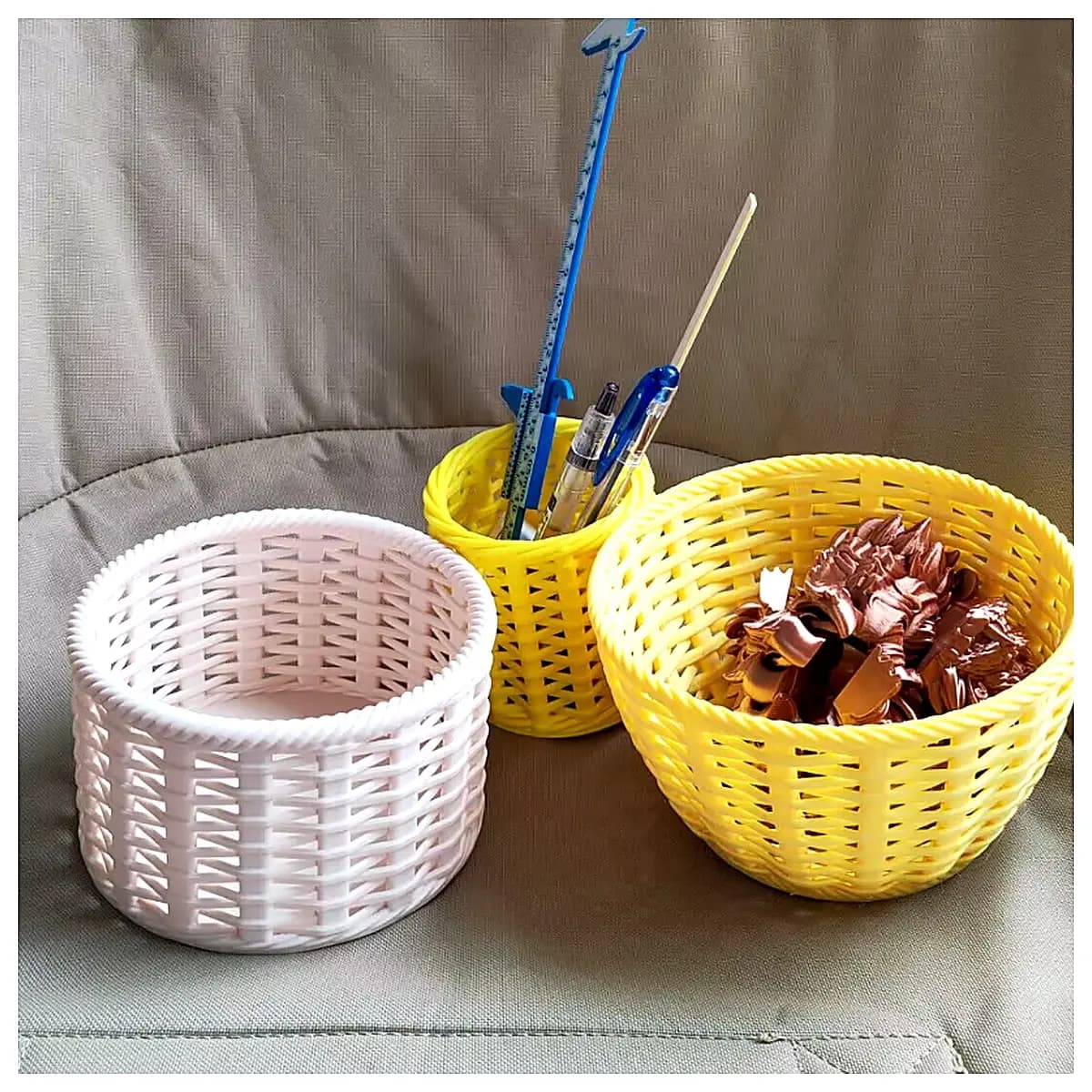 Basket Storage Box Pen Holder Round Container Woven Box Organizer Desk Storage Home Decor Versatile Practical