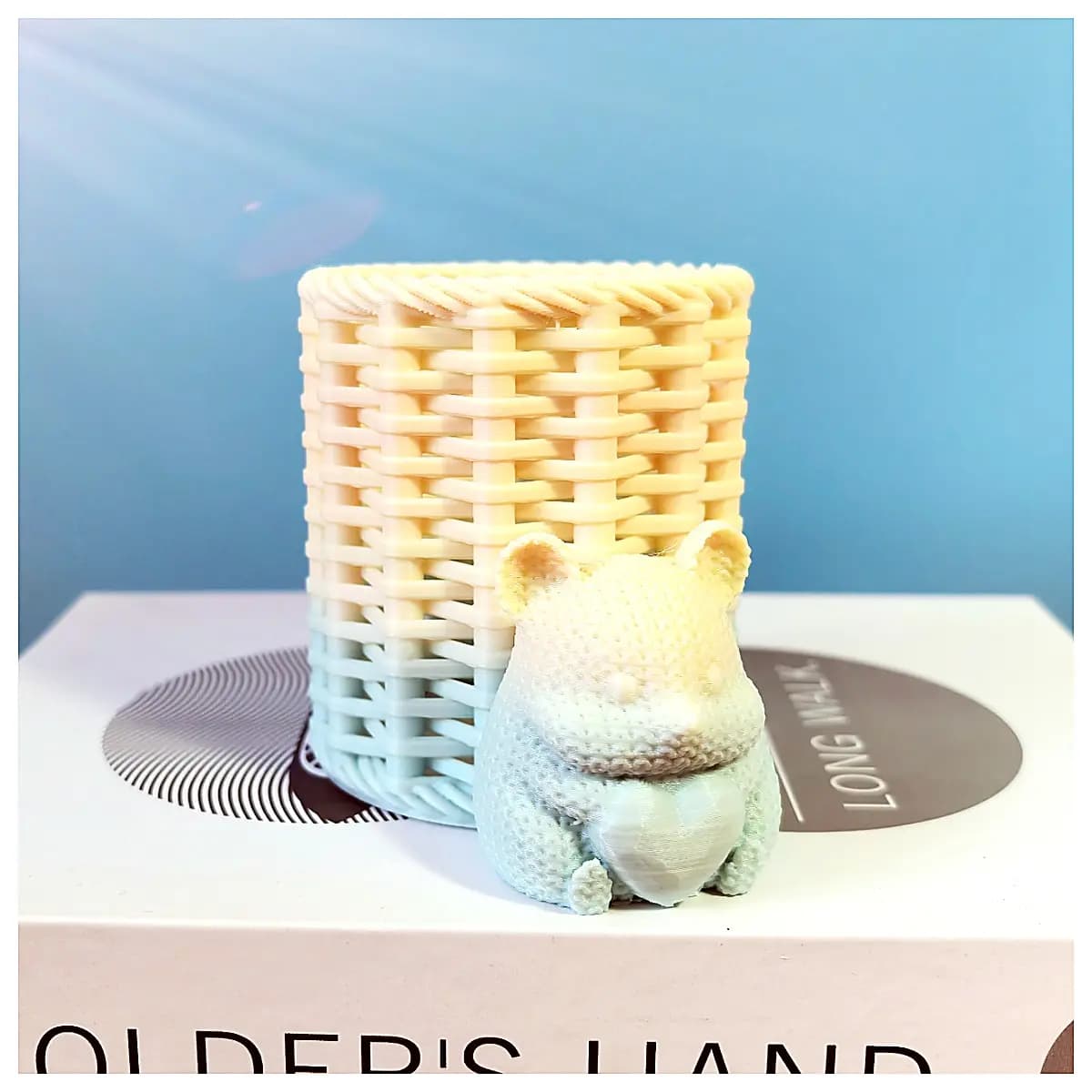 Knitted Hamster Pencil Holder Cute Healing Decoration Creative Home Decor Plush Animal Display Hamster Shape Adorable Small Decoration