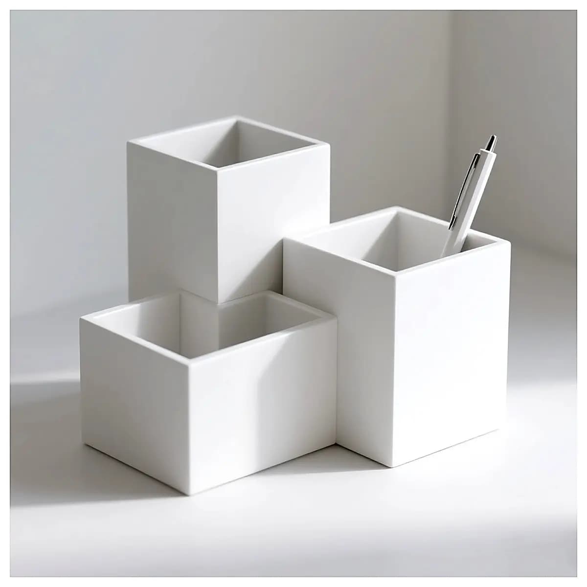 Square Desktop Pen Holder Organizer Pencil Case Office Supplies Storage Box Pen Stand Multi Function Desk Organizer