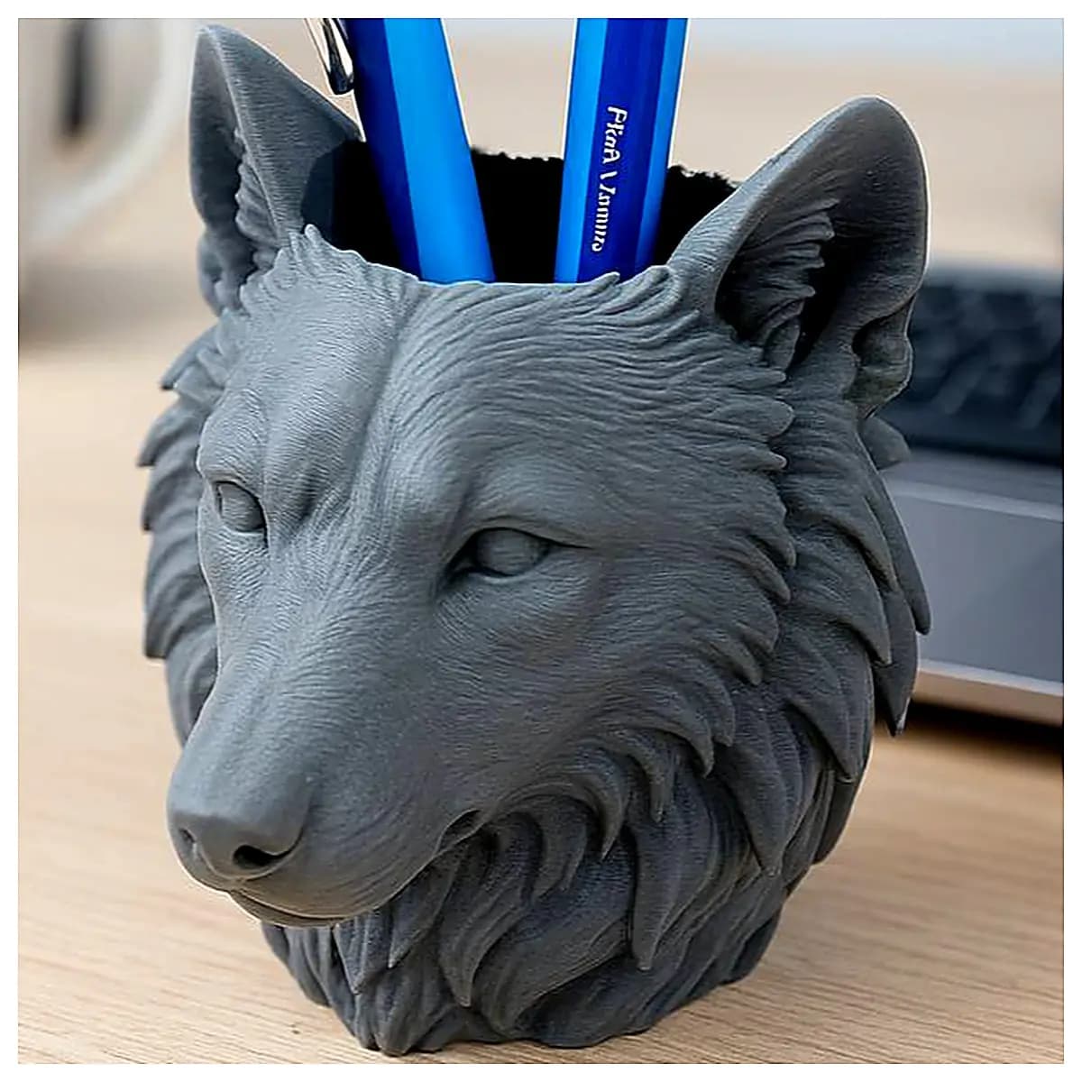 Wolf Pen Holder Creative Desktop Organizer Pen Case Pencil Pouch Multi Function Office Supplies Wallet Phone Stand Lazy Person Gadget Pen Case
