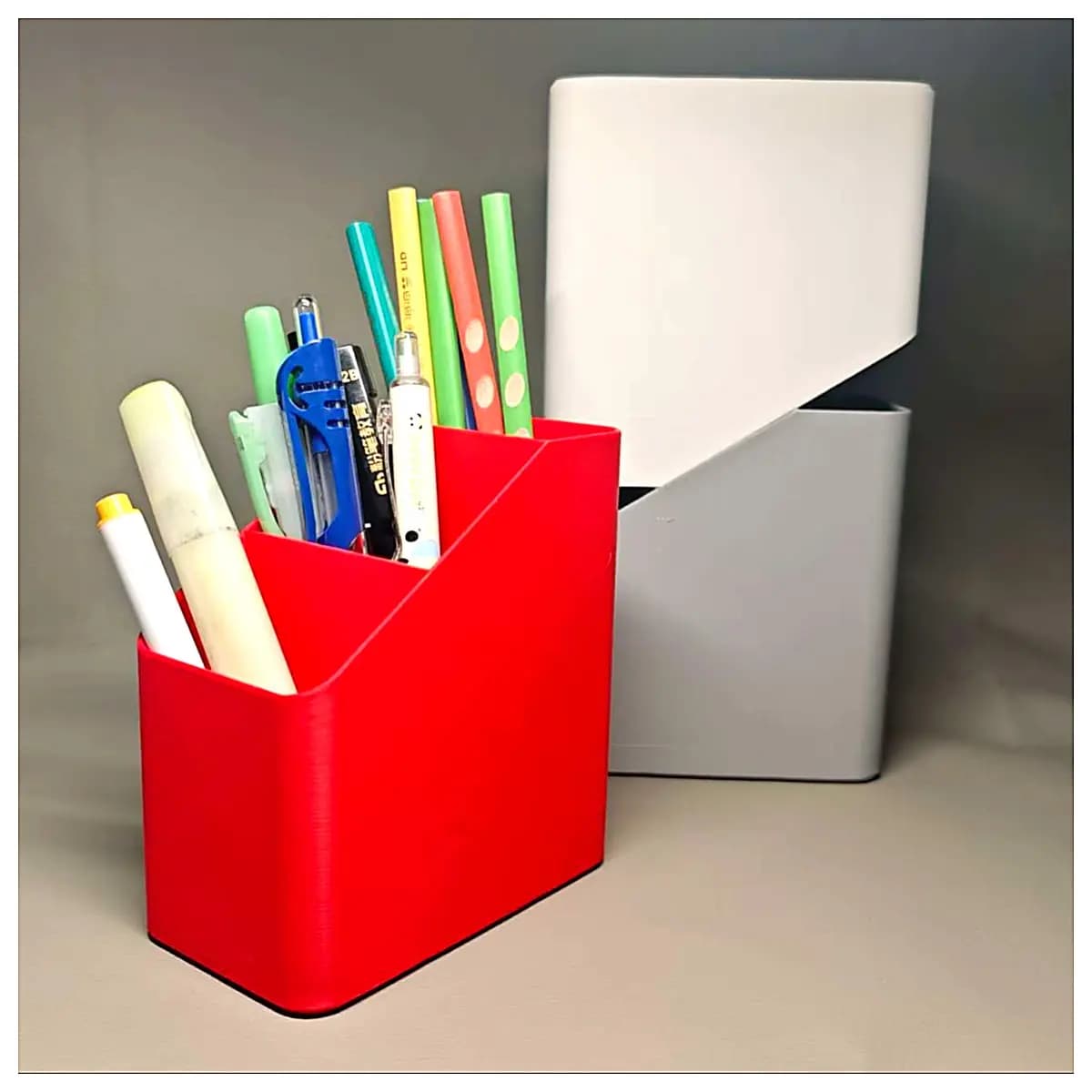 3 Compartment Pen Holder Organizer Desk Storage Box Stationery Holder Pencil Case Student Supplies Compartment Organizer