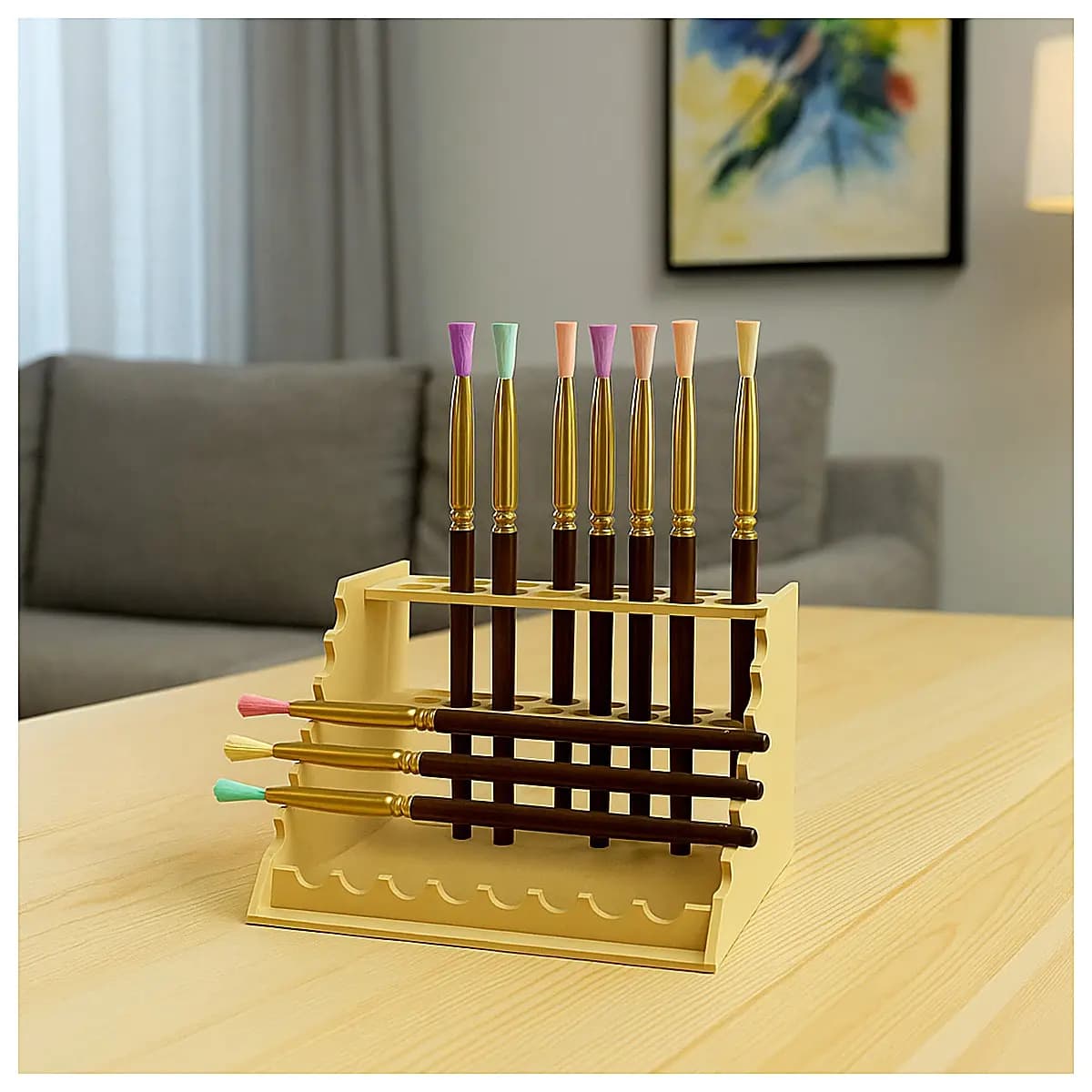 Paint Brush Holder Stand Easel Support Brush Rack Painting Accessory Art Supply Holder for Artists