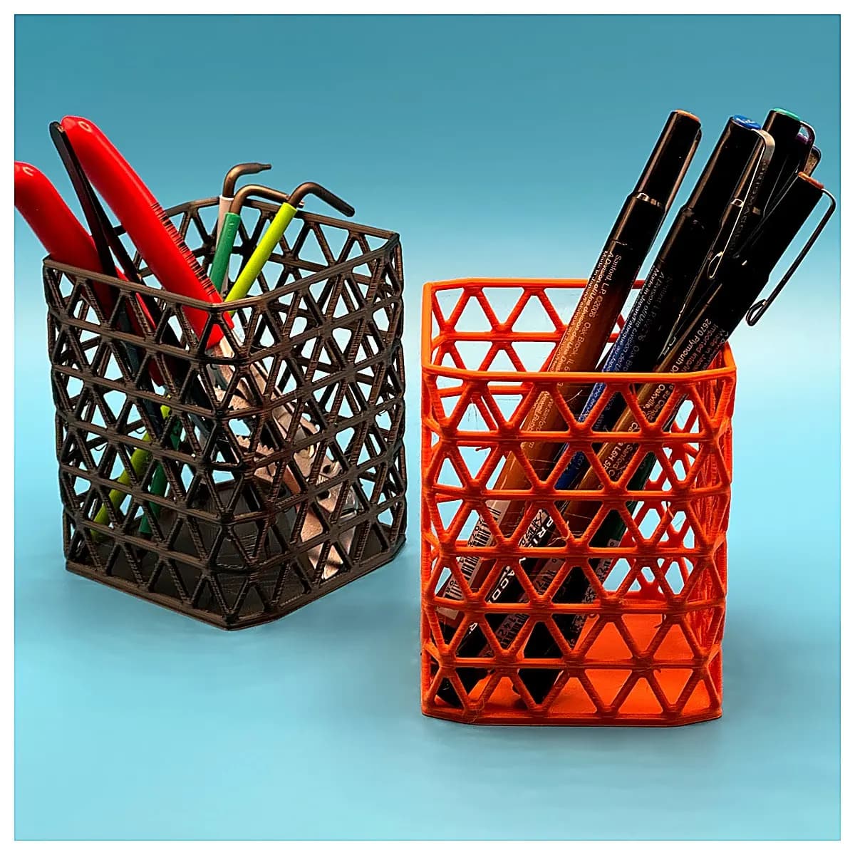 Geometric Frame Pencil Holder Square Desk Organizer Multi Function Pen Case Office Stationery Holder Accessories