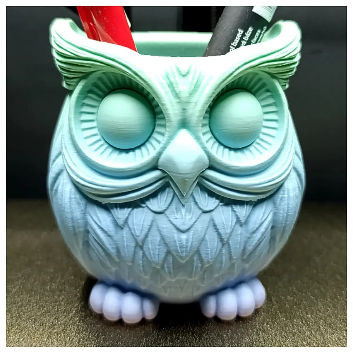 Owl Pen Holder Creative Desktop Decoration Accessory Shelf Bird Figurine Office Study Storage Stand