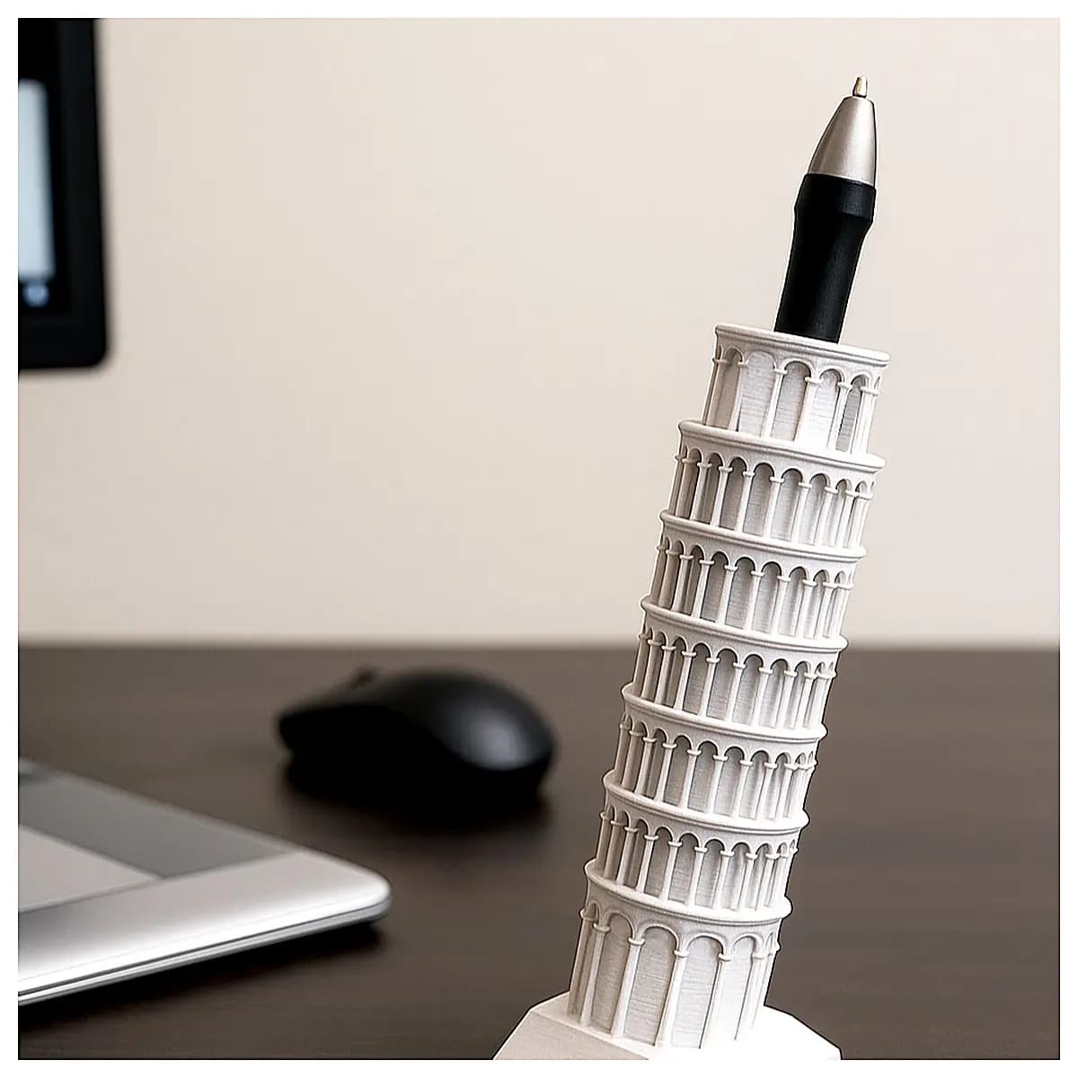Leaning Tower of Pisa Pencil Holder Desk Decor Novelty Figurine Gift Storage Tower Shaped Organizer Multi Purpose