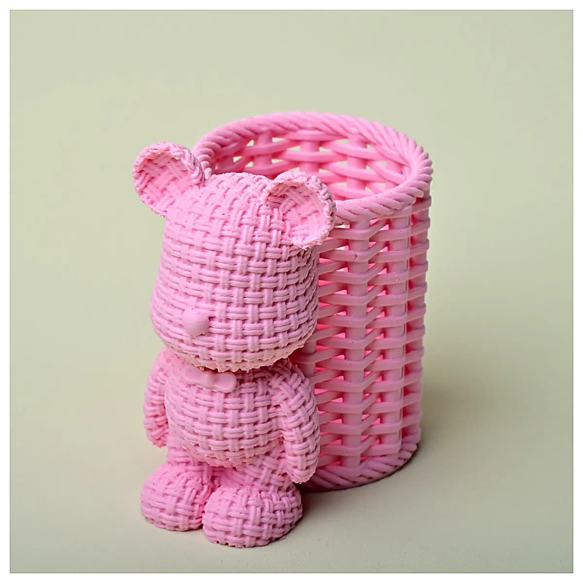 Woven Violent Bear Pencil Holder Braided Pillow Box Creative Desk Decor Phone Stand Lazy Pocket Organizer Gift Idea