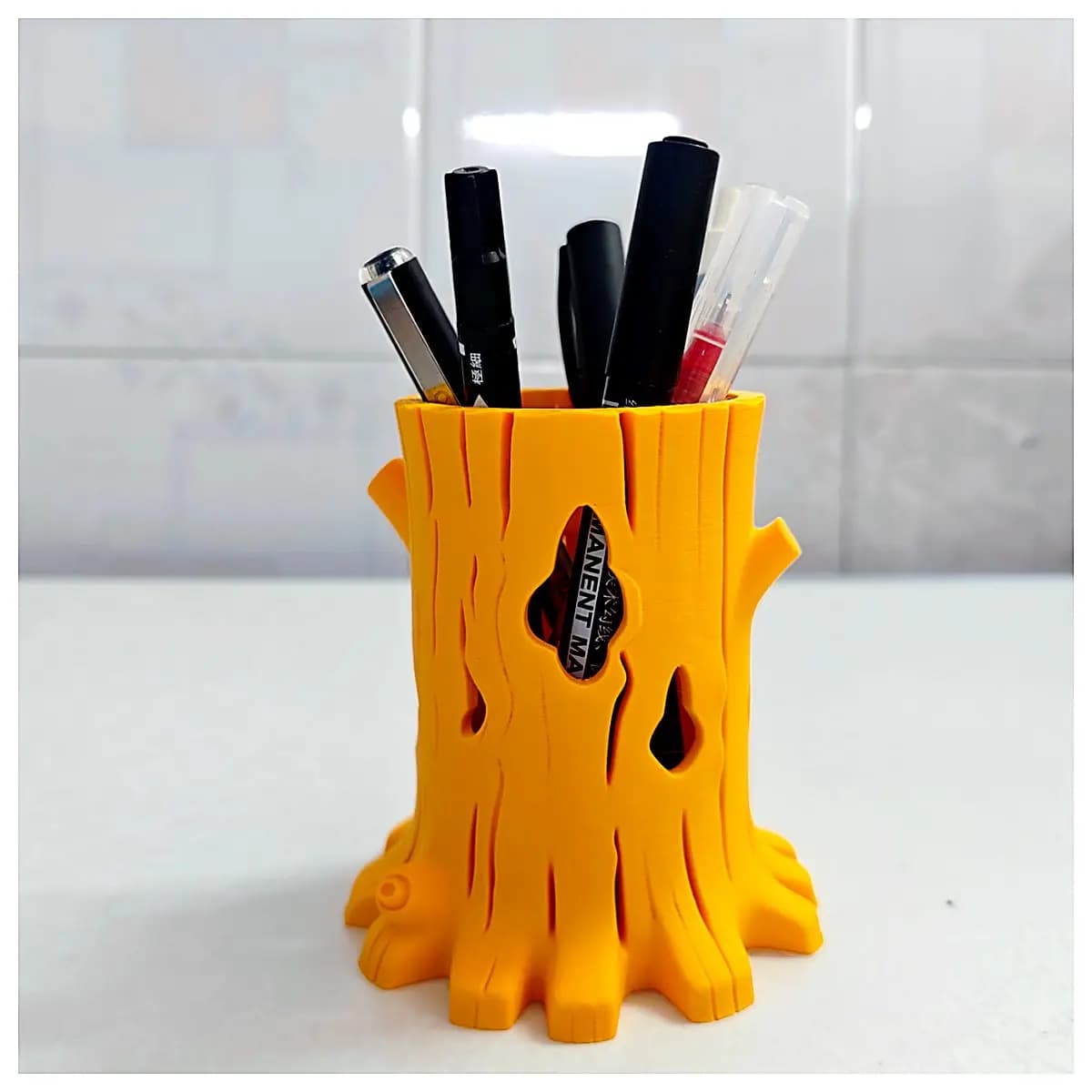 Tree Stump Pencil Holder Desktop Organizer Tree Branch Pen Case Outdoor Decoration Garden Accessory Tree Wood Parts Creative Home Decor