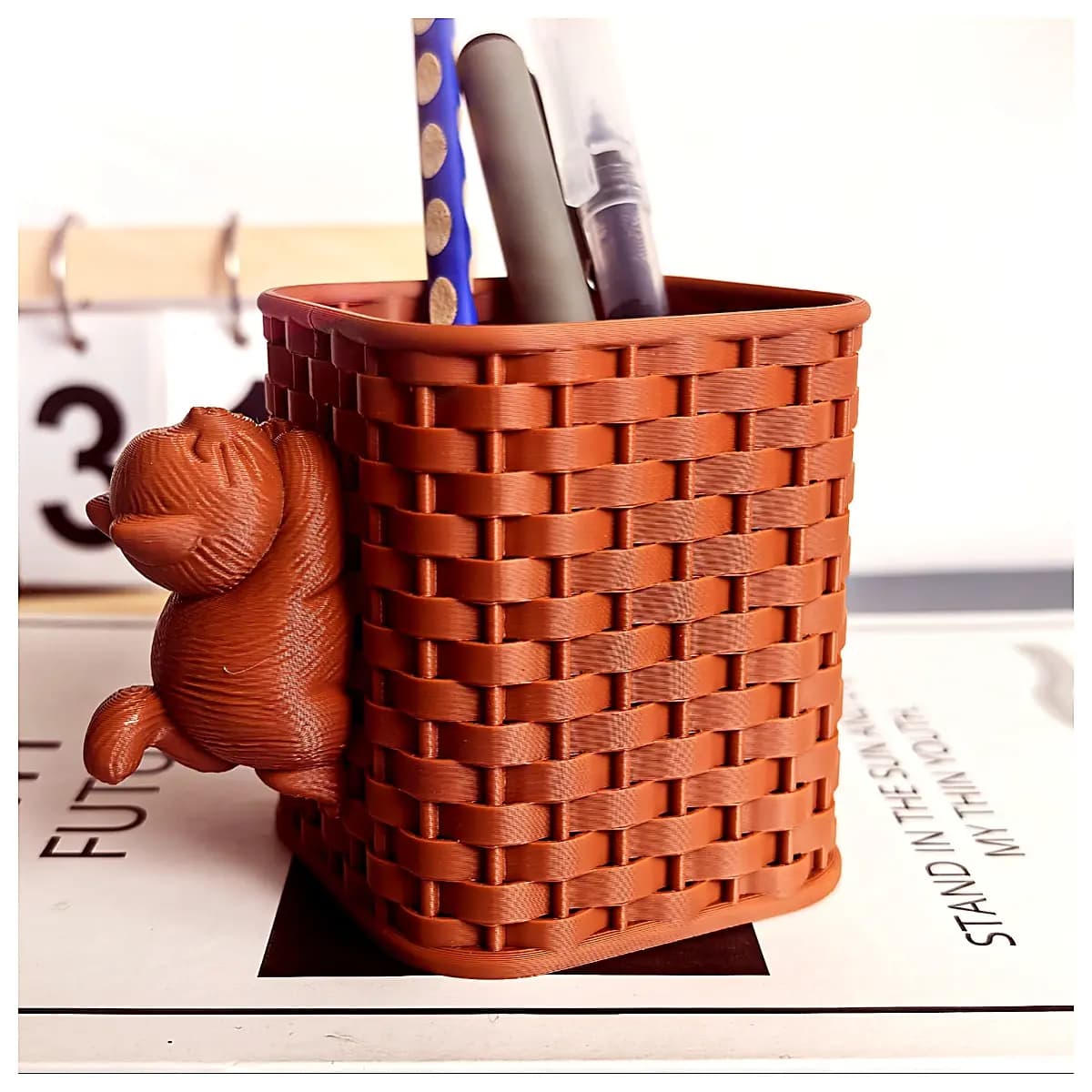 Cute Cat Desk Organizer Decorative Figurine Home Decor Cat Toy Creative Gift Office Placement Pet Decoration