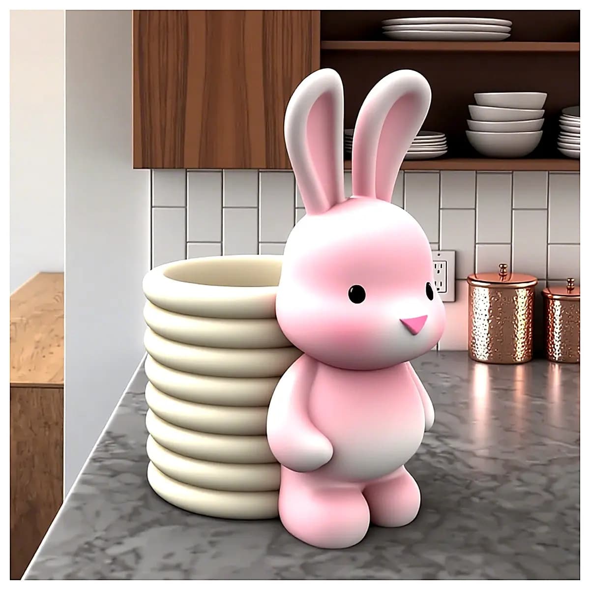 Easter Bunny Figurine Pen Holder Decoration Festive Small Ornament Rabbit Toy Christmas Gift Desk Decoration