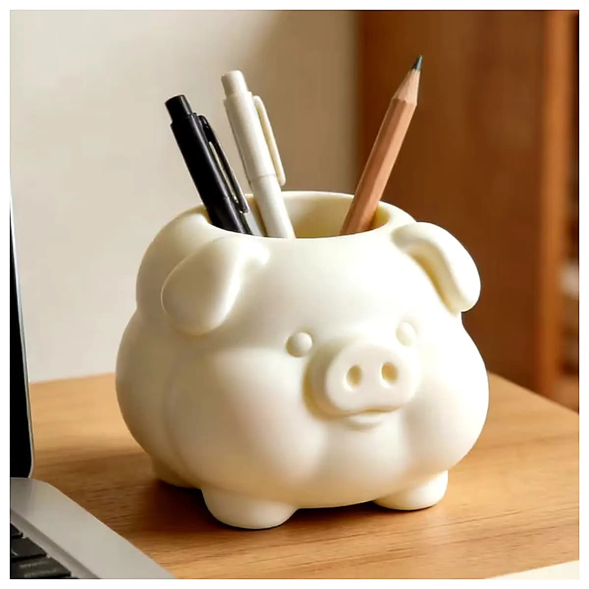 Piggy Bank Pen Holder Cute Cartoon Desk Organizer for Students Creative Book Storage Box Lazy Person Essential Learning Supplies