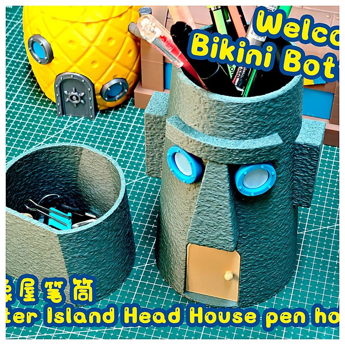 Bichburg Statue House Desk Organizer Box Creative Decoration Pen Holder Tool Storage Office Supplies Home Decor Multi Function Storage