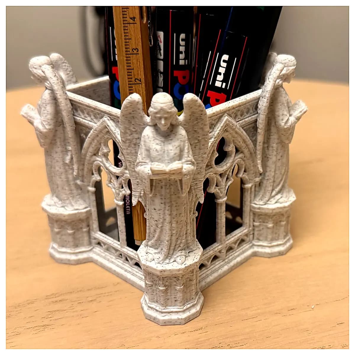 Gothic Archway Angel Pencil Holder Gothic Decor Art Sculpture Gift Desk Ornament Home Accessory