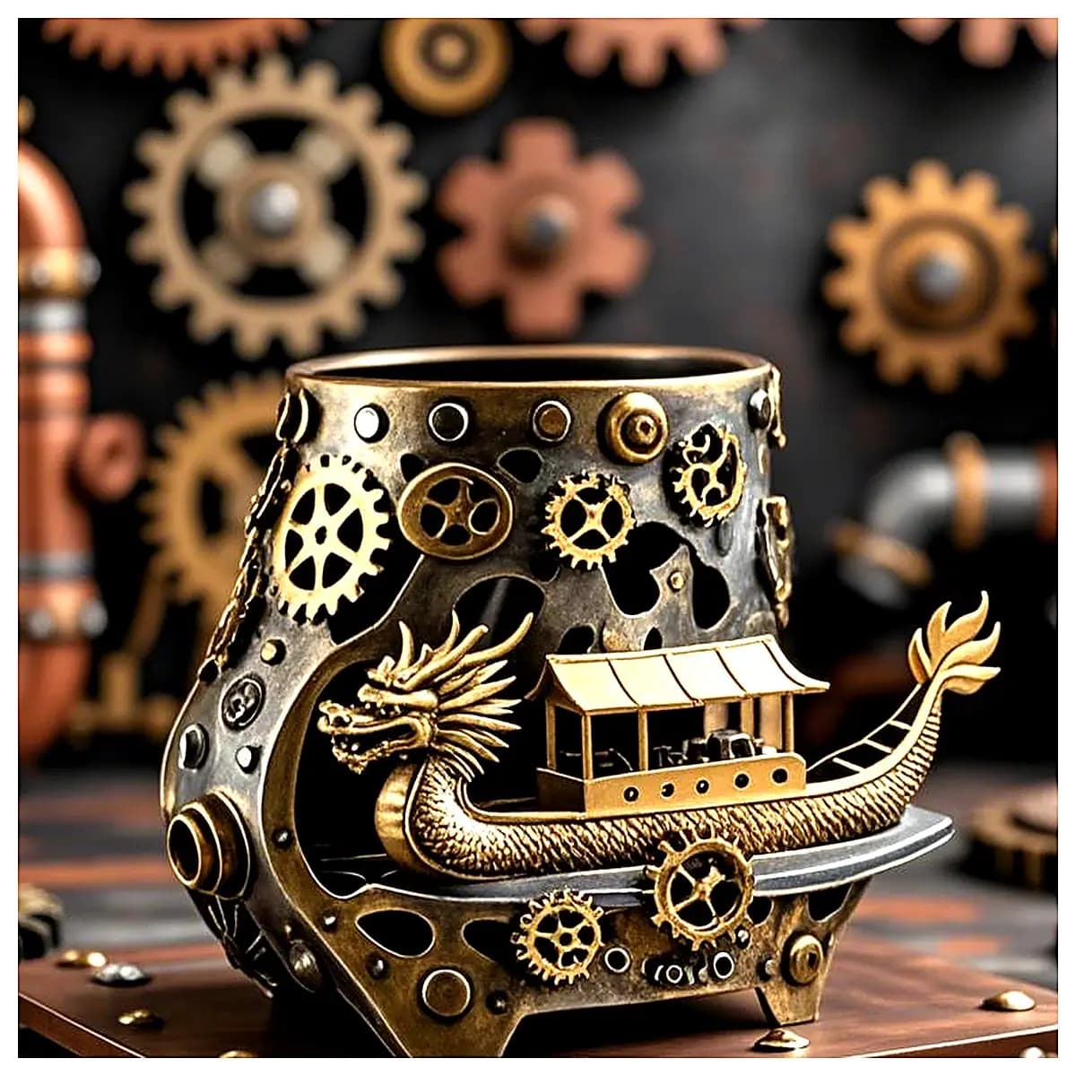 Dragon Boat Paddle Holder Desk Organizer Office Shelf Multi Function Storage Box Creative Decoration Pen Holder Tissue Box Storage Container