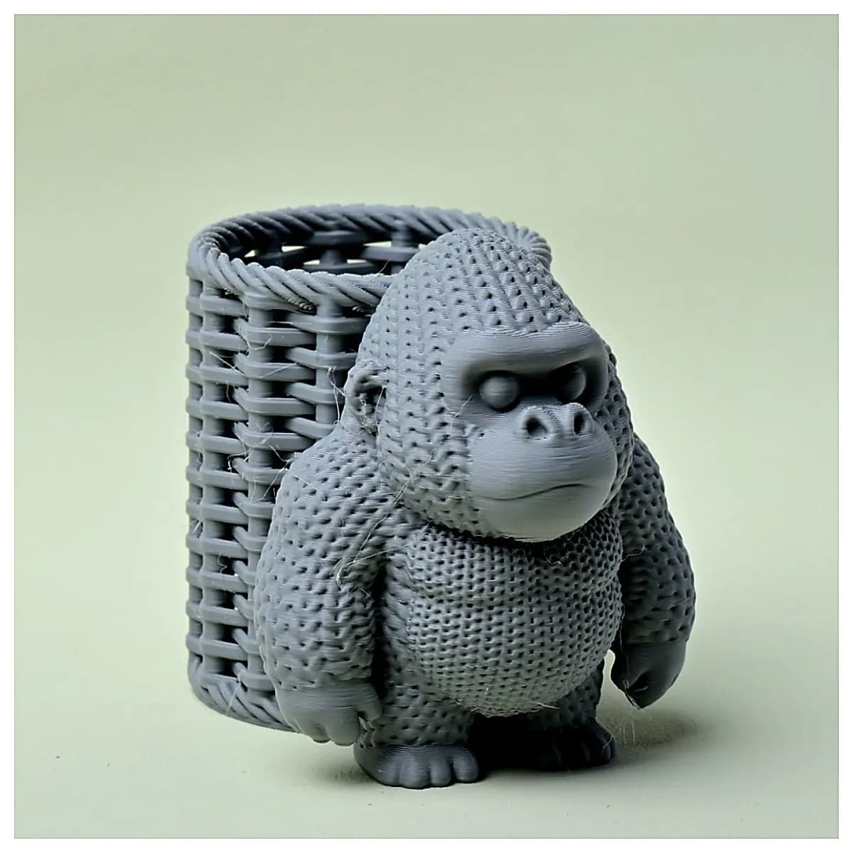 Knitted Little Gorilla Pencil Case Woven Pen Holder Handmade Knitting Student Backpack Accessory Creative Stationery Organizer