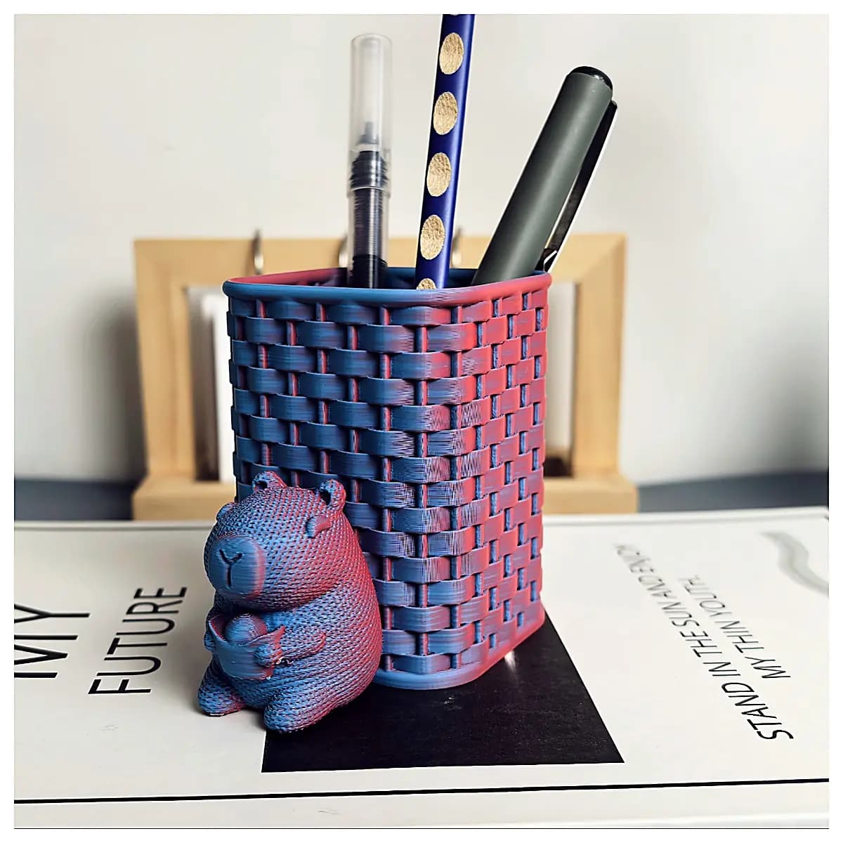 Knitted Capybara Square Basket Organizer Cute Cartoon Knitted Animal Decoration Desk Storage Kids Gift Handicraft Supplies