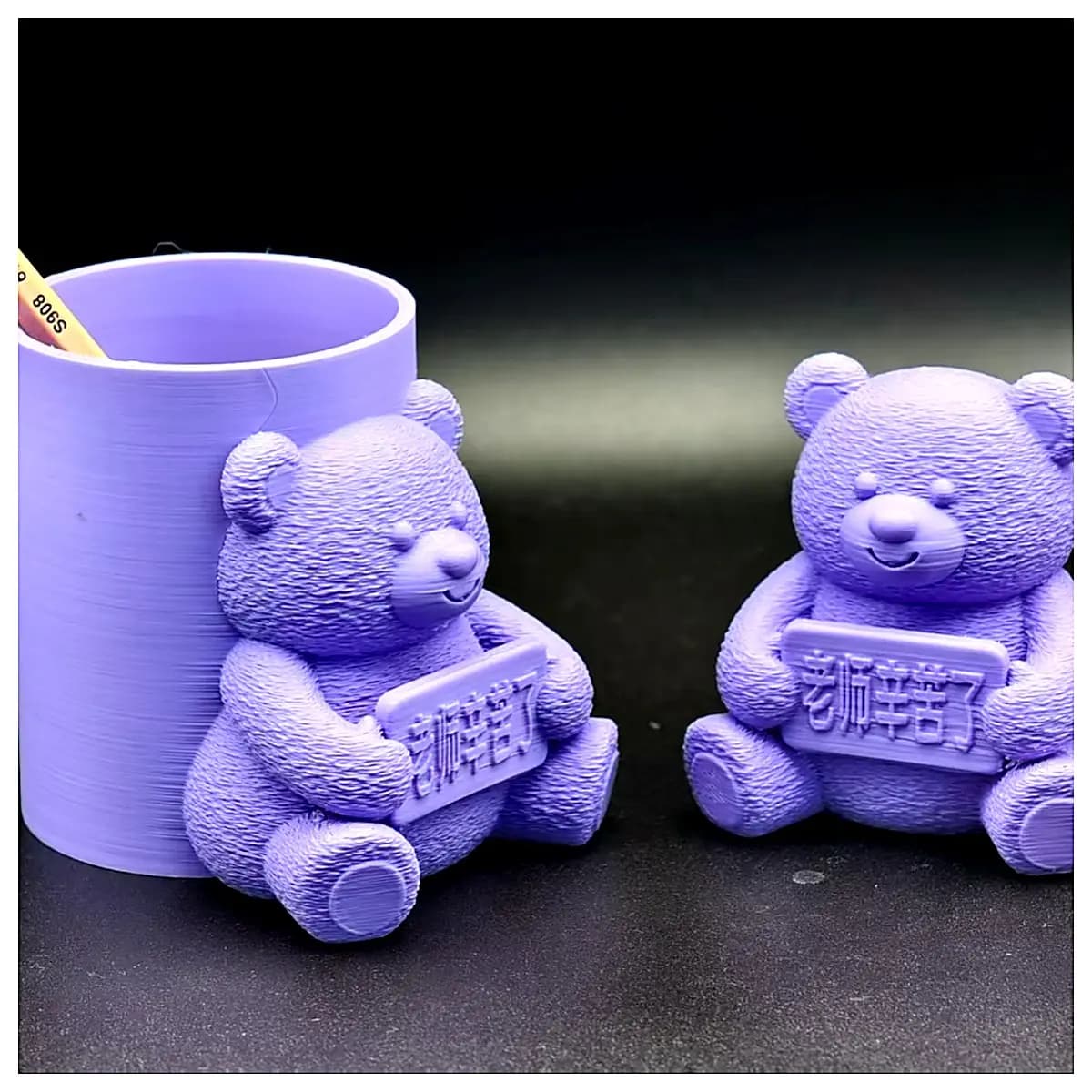 Birthday Bear Pencil Holder Plush Teddy Bear Decoration Teacher Gift Office Cute Festive Decor Teddy Toy Creative Display Piece