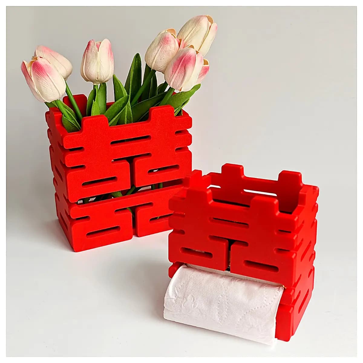 Double Happiness Vases Paper Box 2 in 1 Decorative Vase Holder Creative Home Gift Tissue Box Organizer Novelty Gift