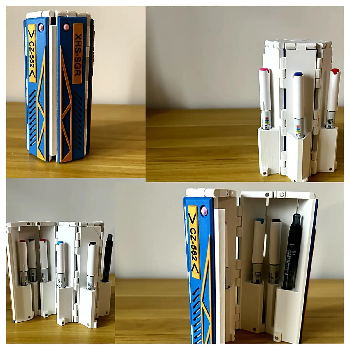 Mecha Style Rotating Pencil Holder Magnetic Desk Organizer Creative Multi Function Pen Case Phone Stand Accessory Office School Supplies