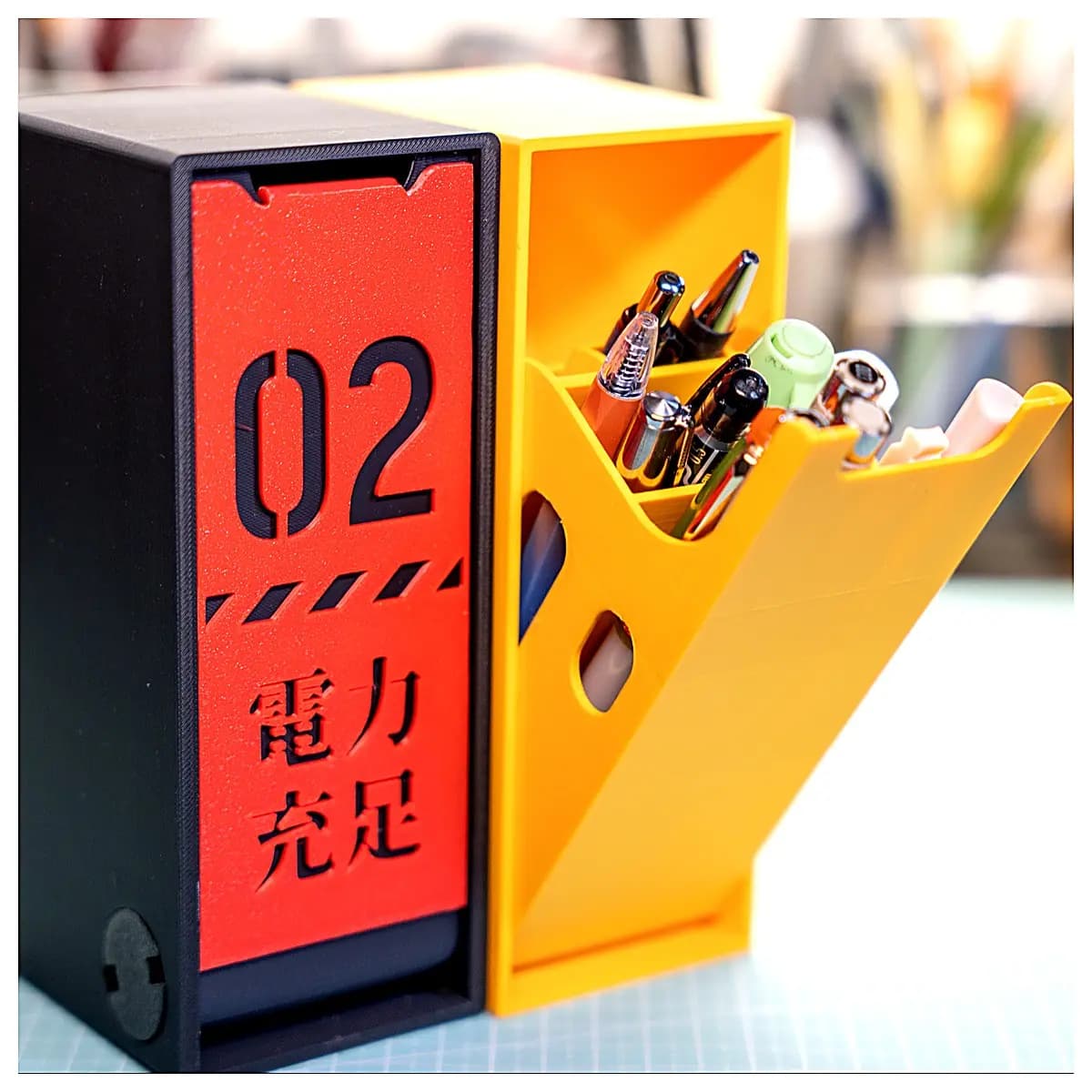 Slanted Closed Bin Organizer Desk Storage Box Narrow Mouth Storage Home Organization Space Saving Multi Purpose Container
