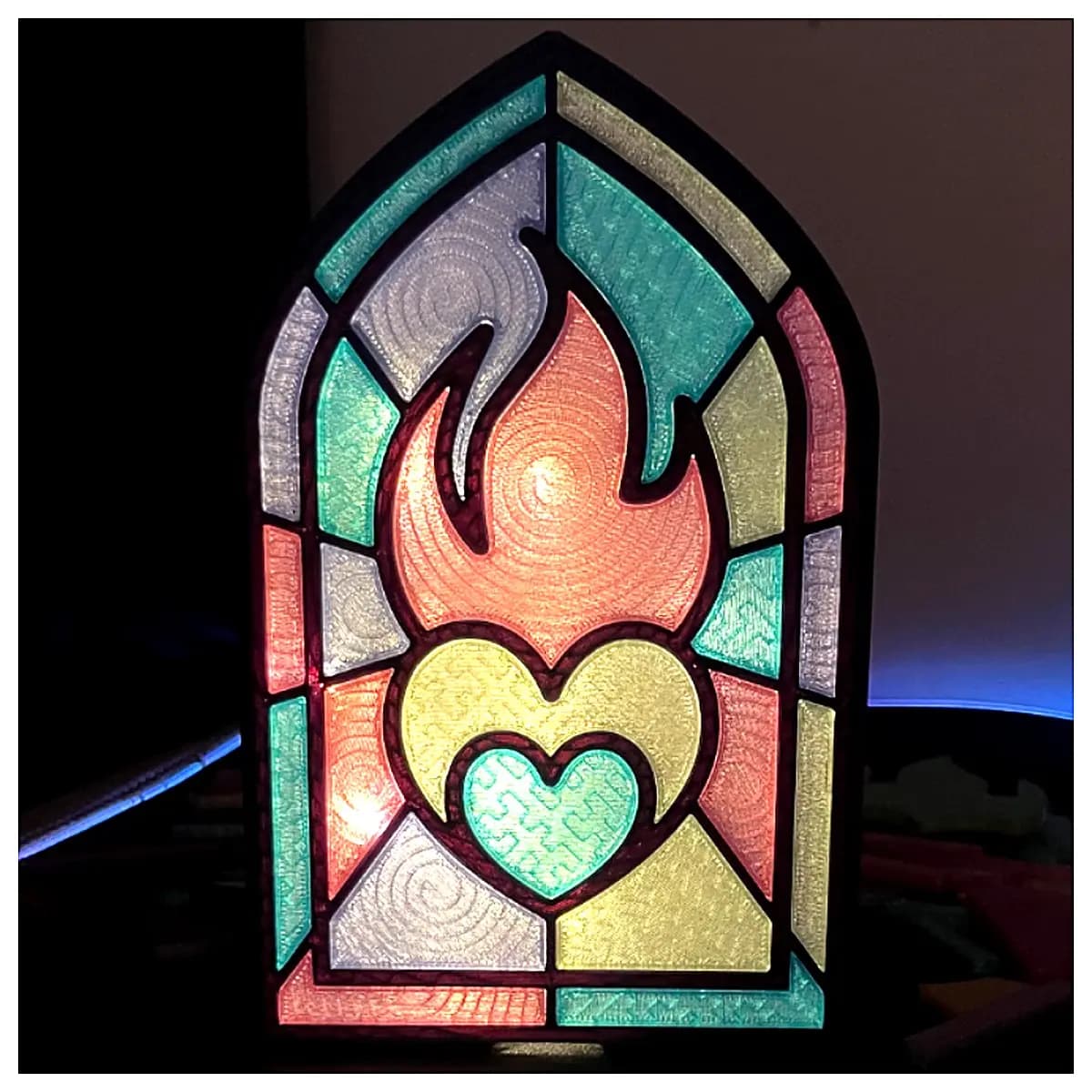 Flame Painted Glass Shelf Display Stand Quick Release Portable Holder Decoration Book Stand
