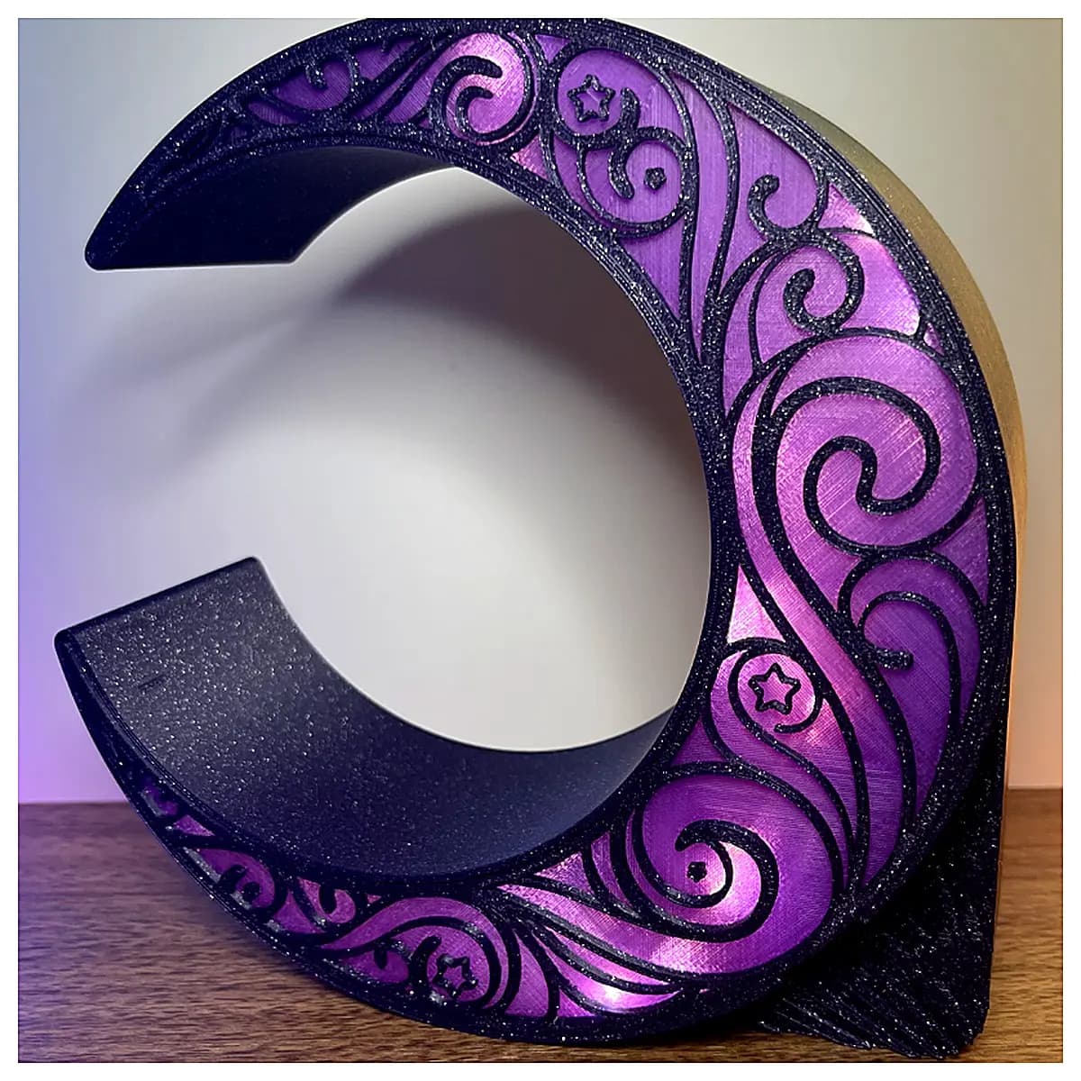 Whirlwind Crescent Moon Lantern Figurine Rotating Wind Chime Night Desk Decoration Gift Room Lighting Decorative Art Piece Creative Ornament