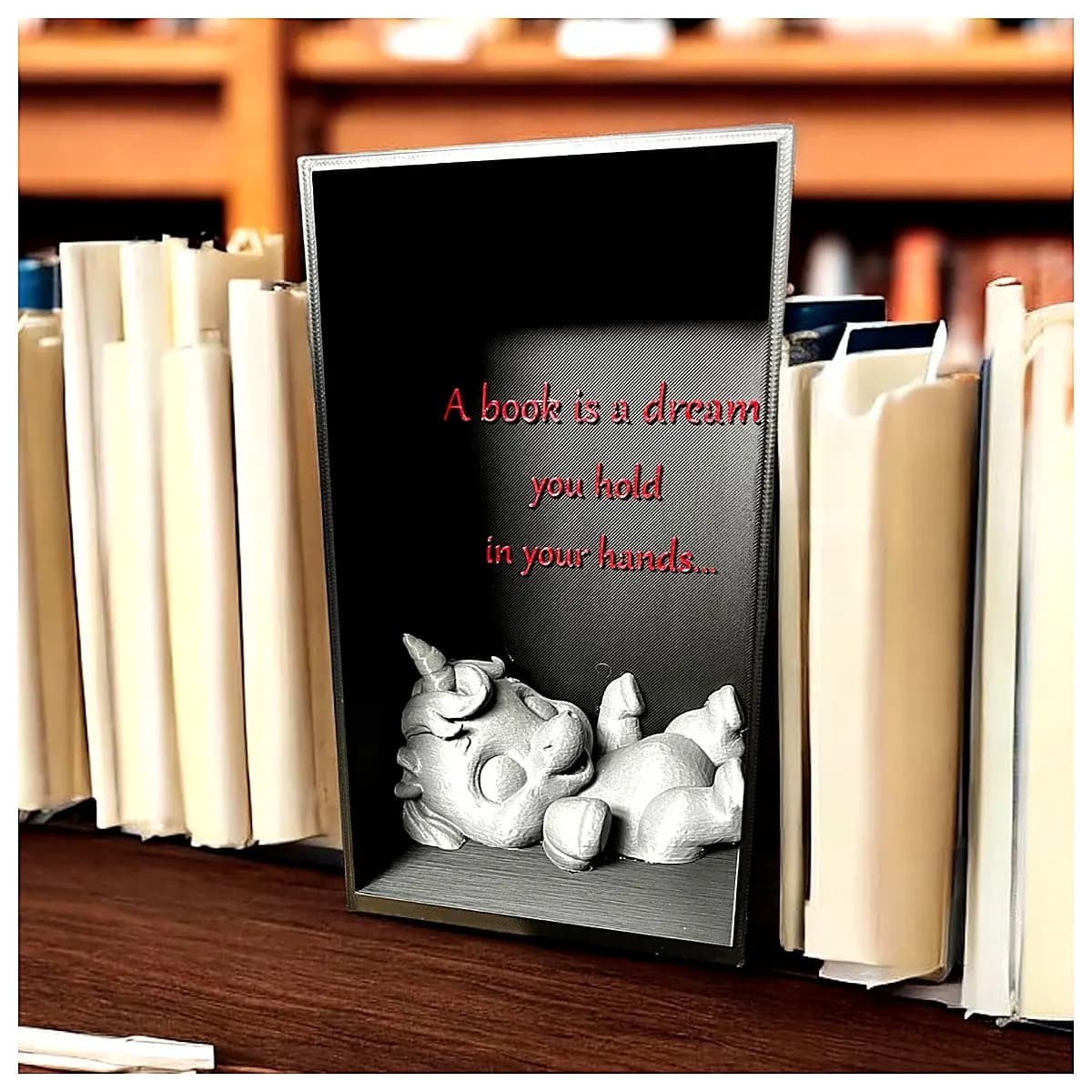 Book Stand Figurine Sleeping Book is Dream Model Toy Desktop Decoration Kids Gift Collection Display Piece