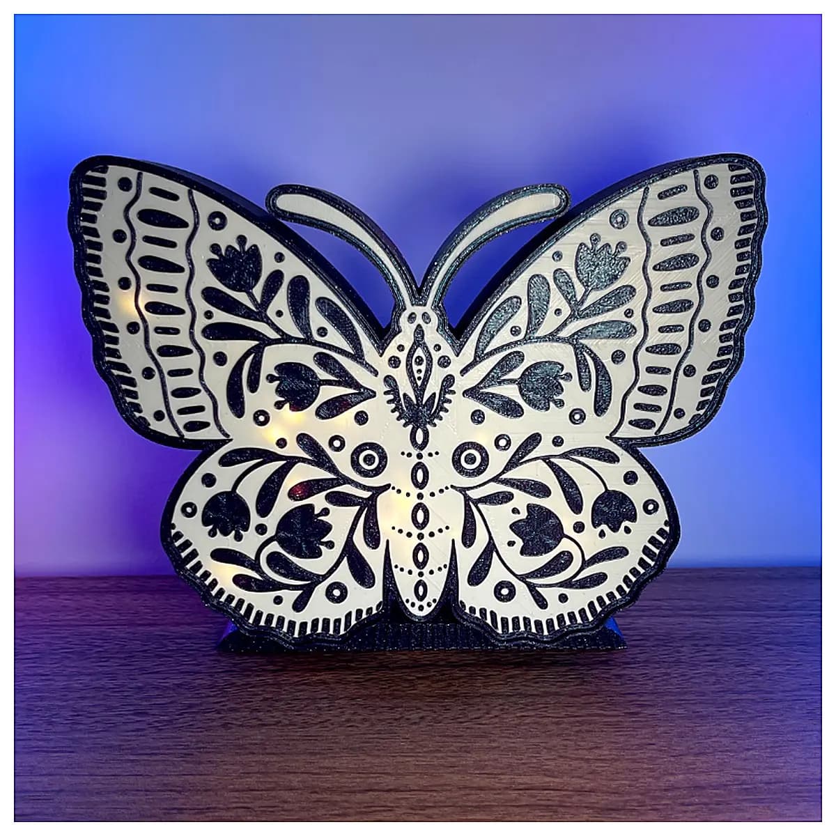 Flower Moth Lantern Display Stand Glowing Lantern Decoration Indoor Garden Decor Insect Model Creative Gift
